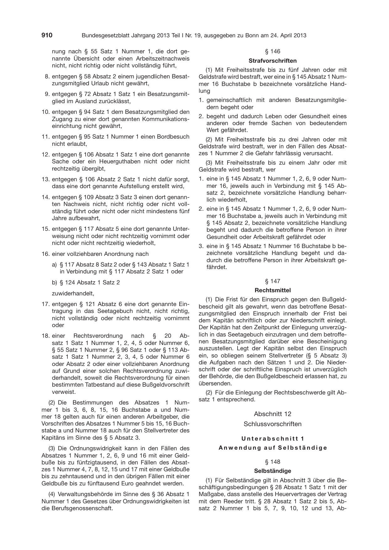 BGBl. 2013, Seite 910 — Originalseite als Abbildung