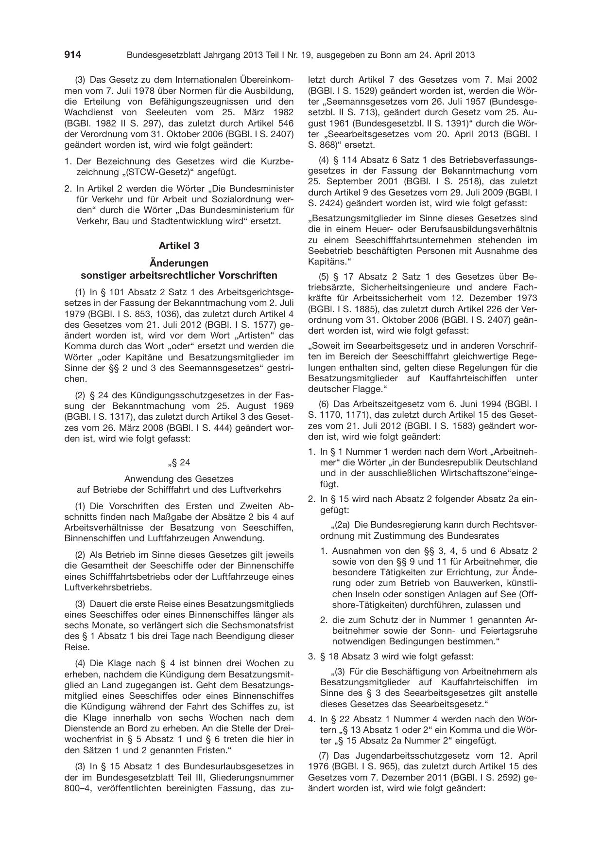 BGBl. 2013, Seite 914 — Originalseite als Abbildung