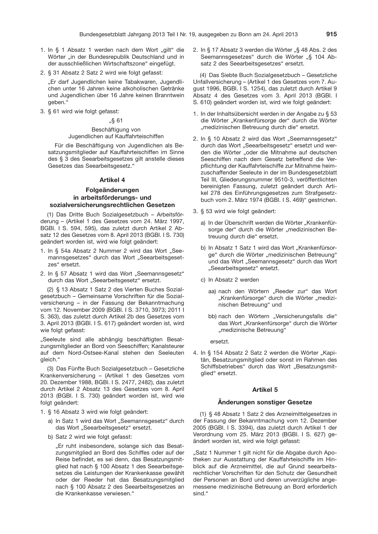 BGBl. 2013, Seite 915 — Originalseite als Abbildung
