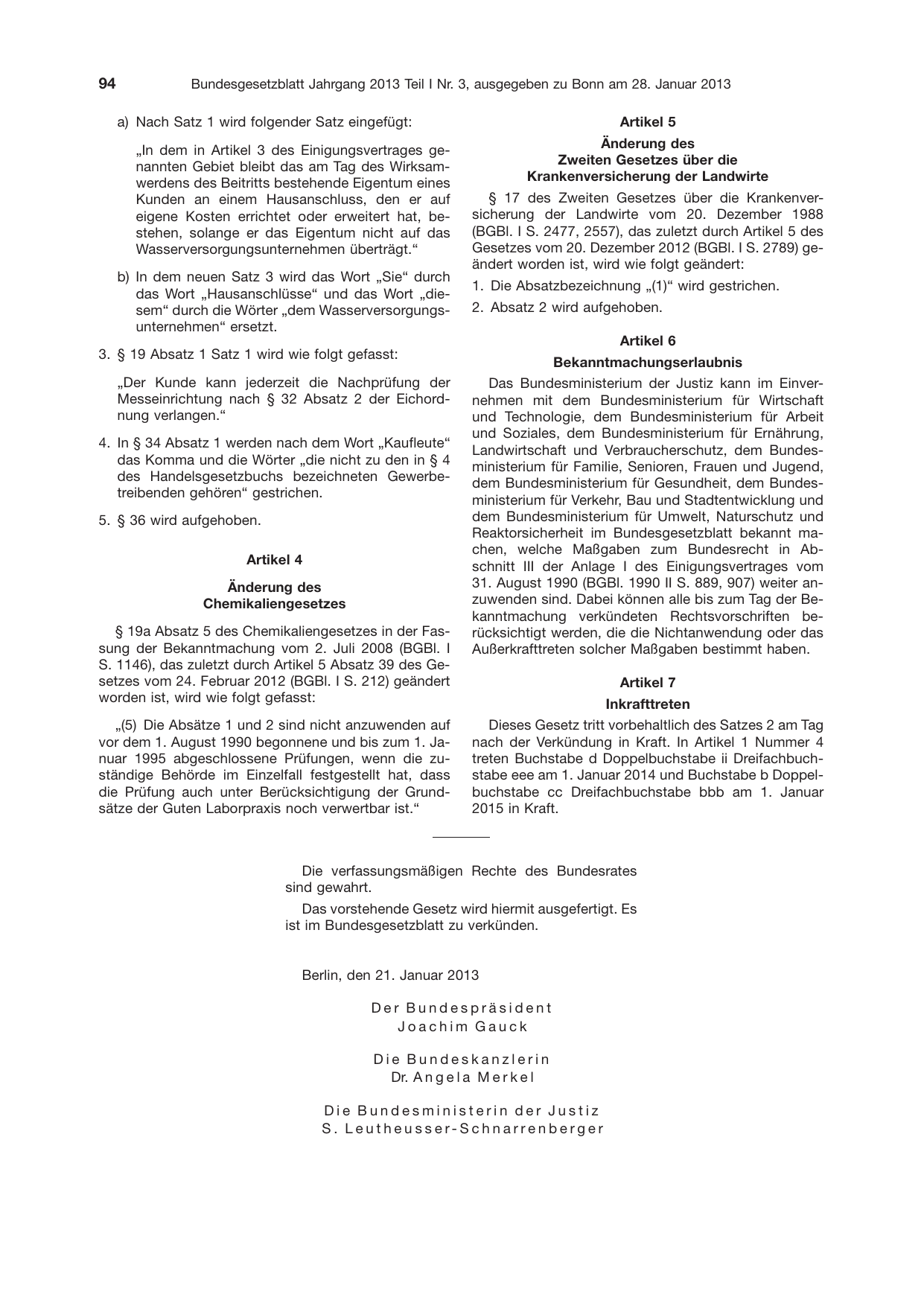 BGBl. 2013, Seite 94 — Originalseite als Abbildung