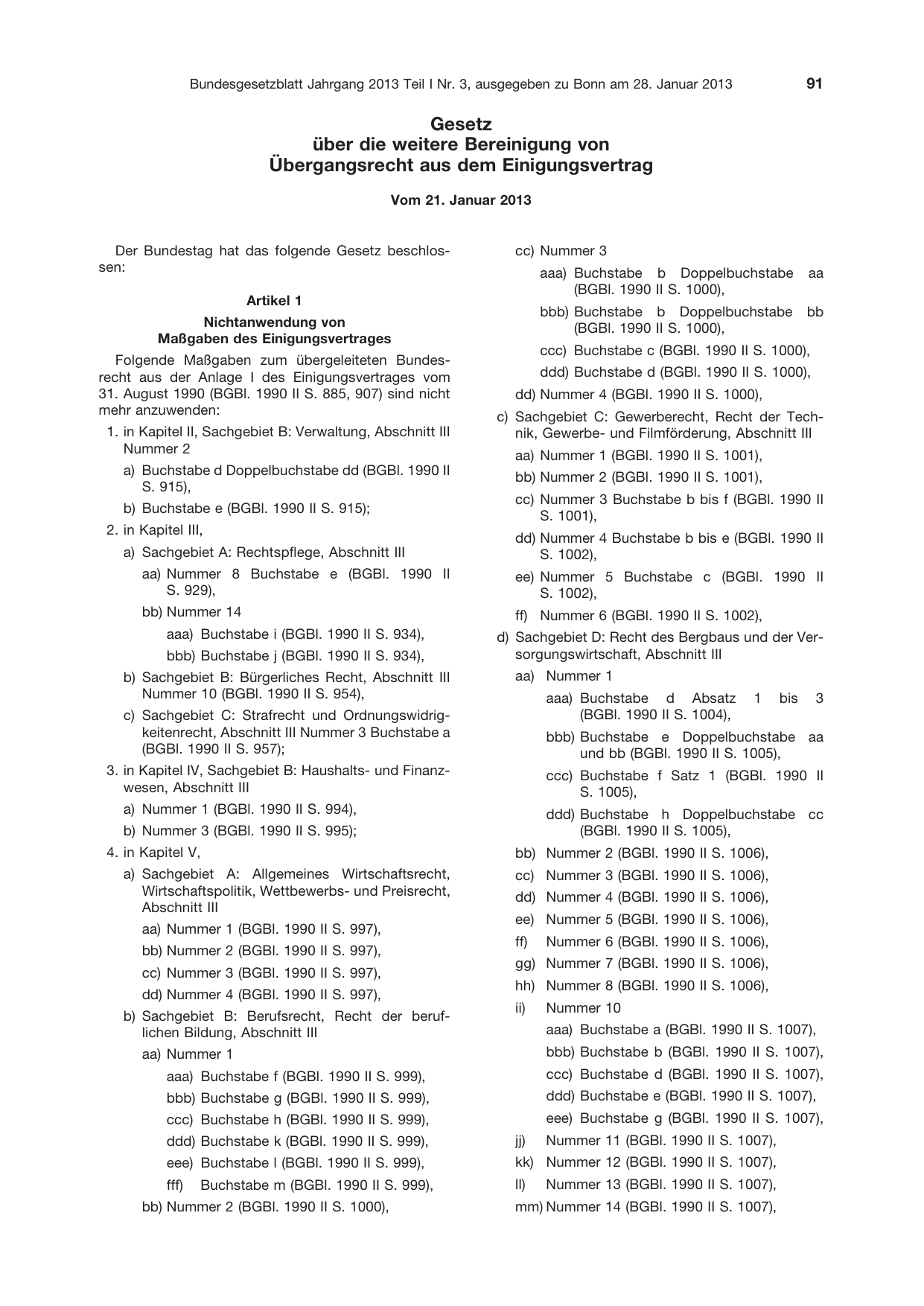 BGBl. 2013, Seite 91 — Originalseite als Abbildung