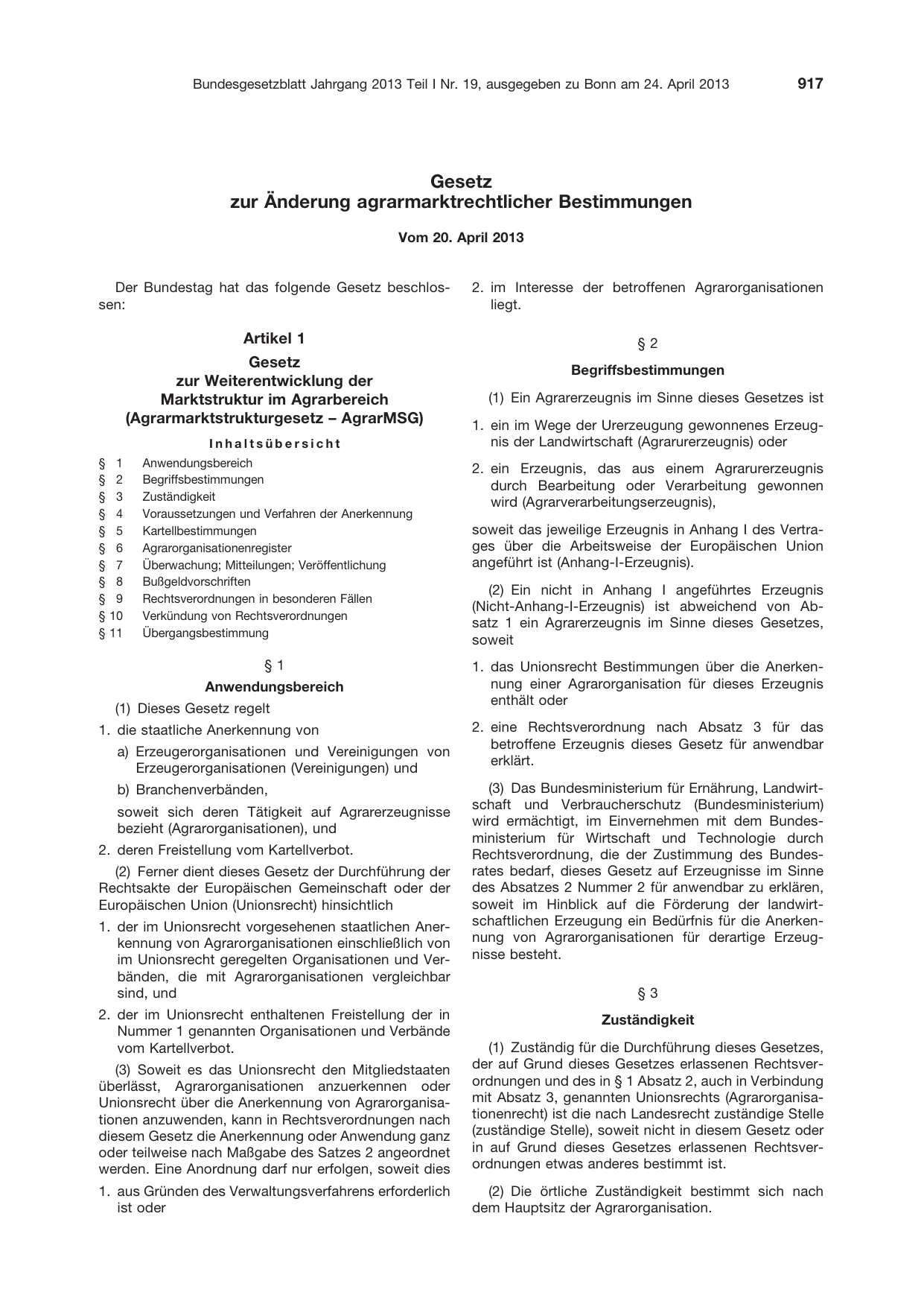 BGBl. 2013, Seite 917 — Originalseite als Abbildung