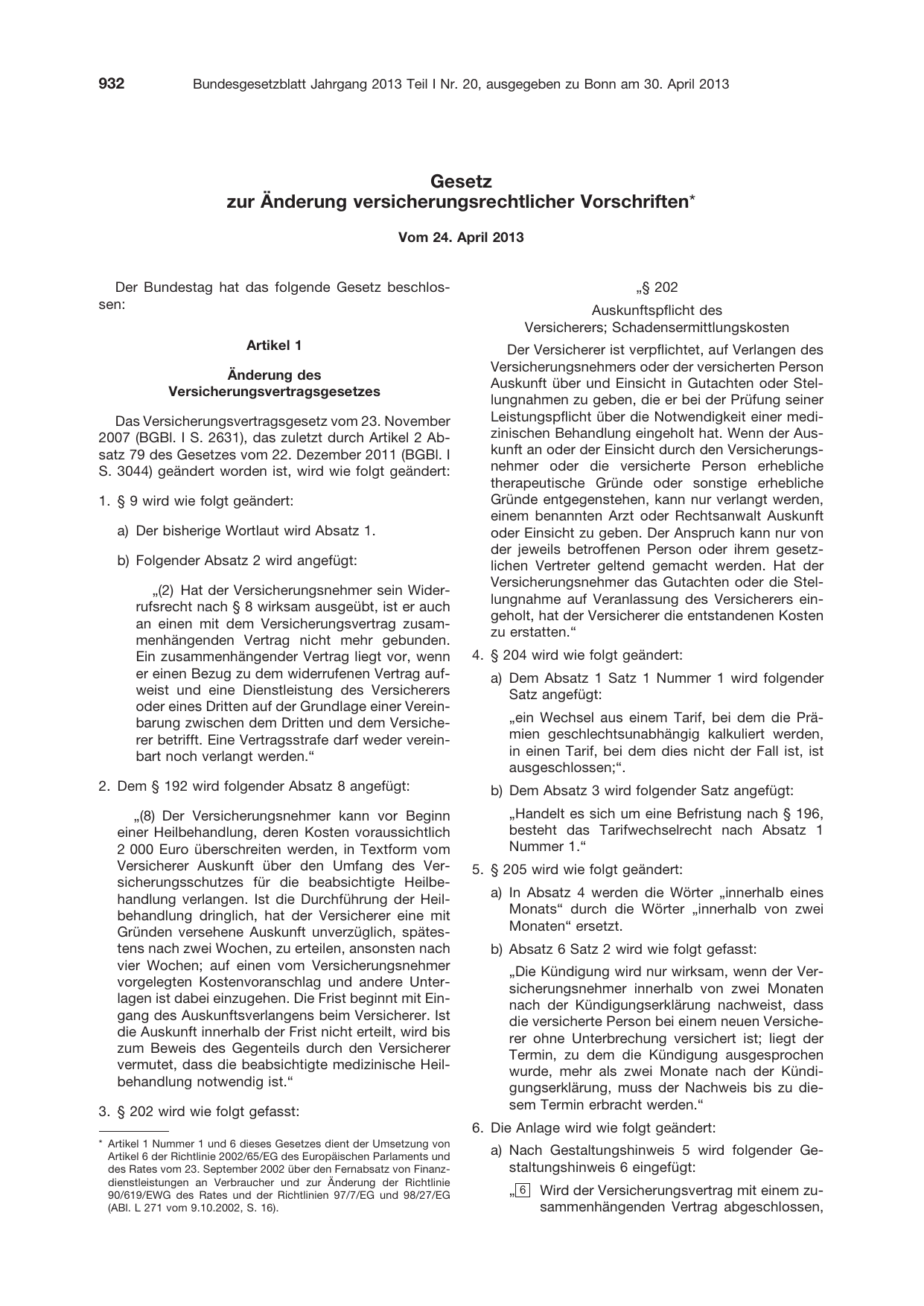 BGBl. 2013, Seite 932 — Originalseite als Abbildung