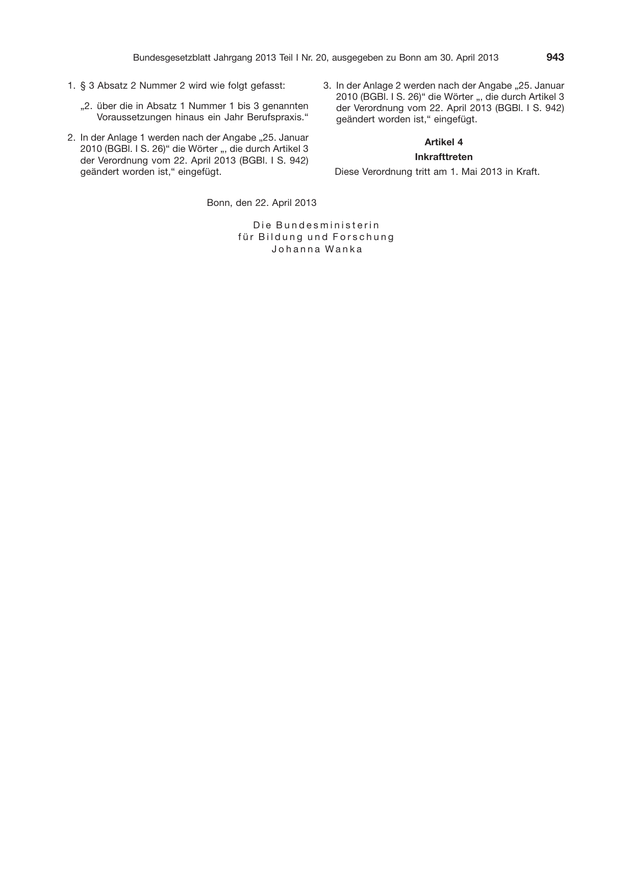 BGBl. 2013, Seite 943 — Originalseite als Abbildung