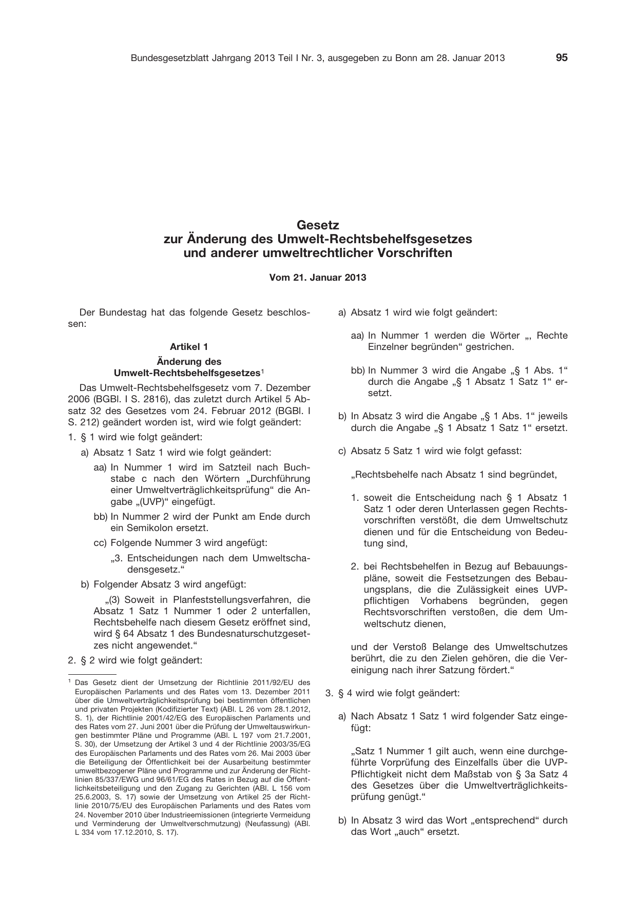 BGBl. 2013, Seite 95 — Originalseite als Abbildung