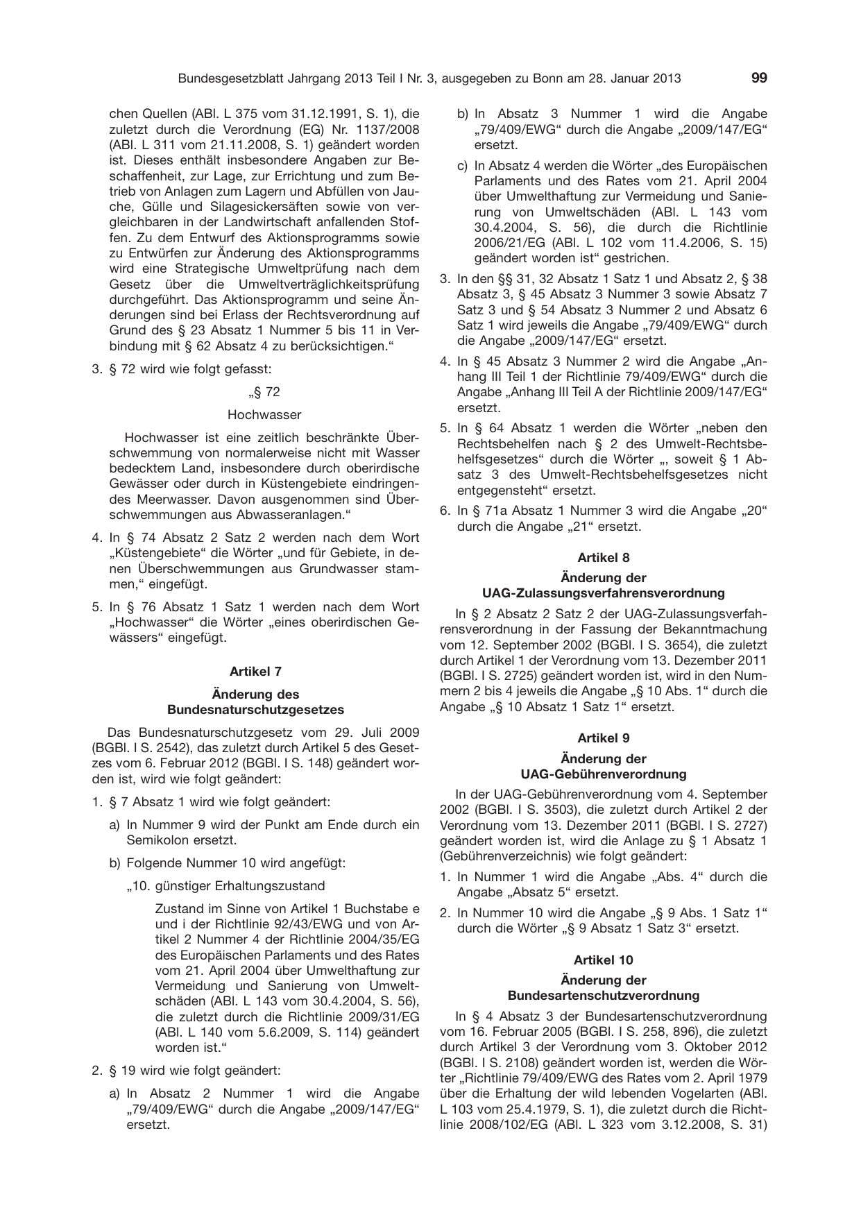 BGBl. 2013, Seite 99 — Originalseite als Abbildung