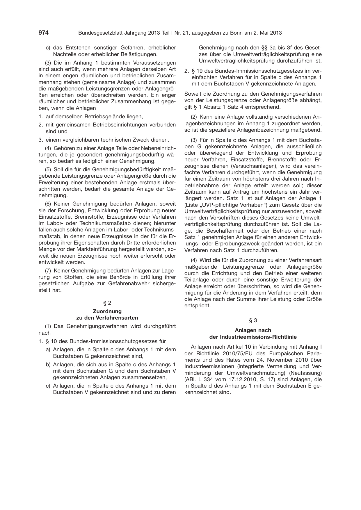 BGBl. 2013, Seite 974 — Originalseite als Abbildung