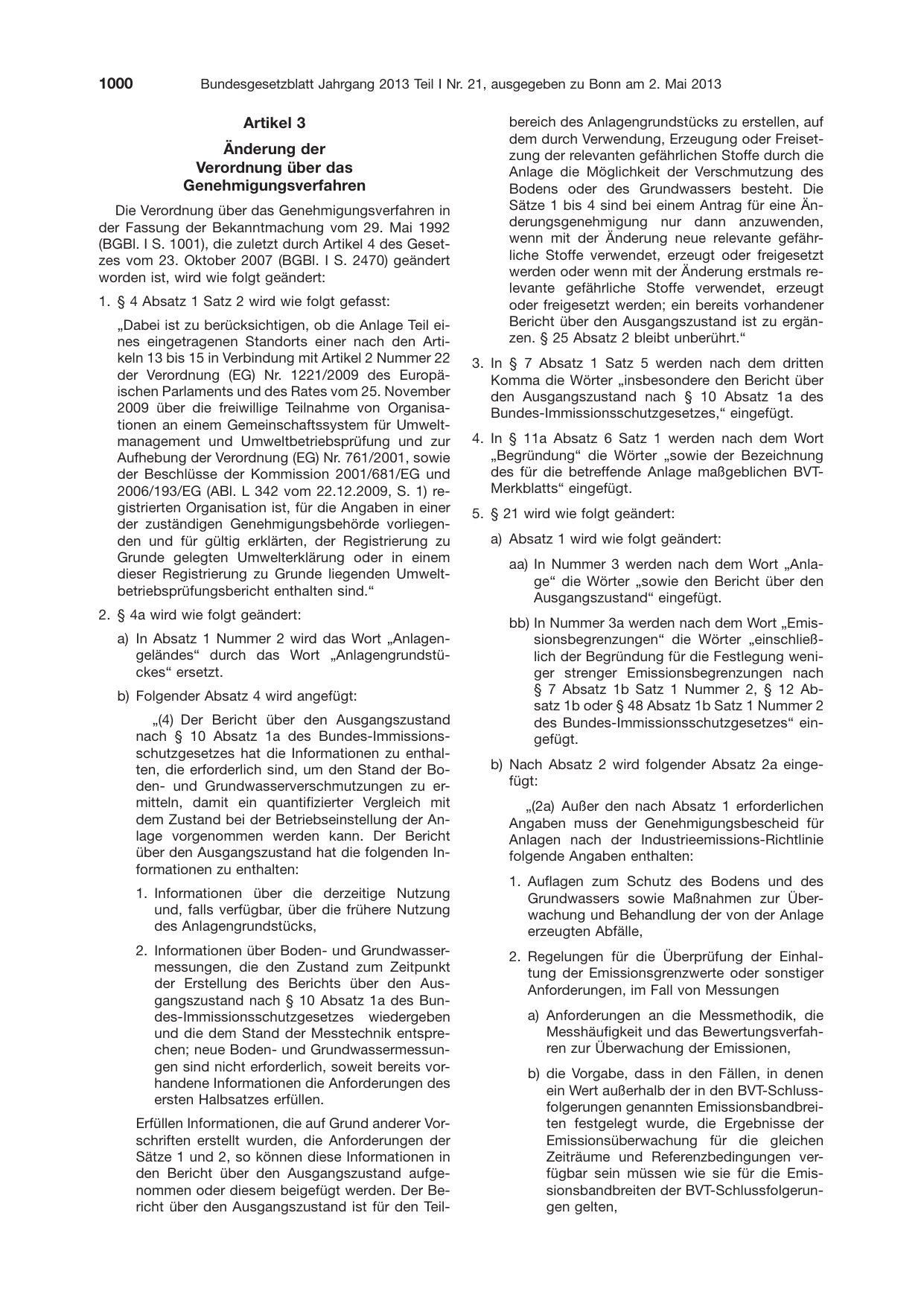 BGBl. 2013, Seite 1000 — Originalseite als Abbildung