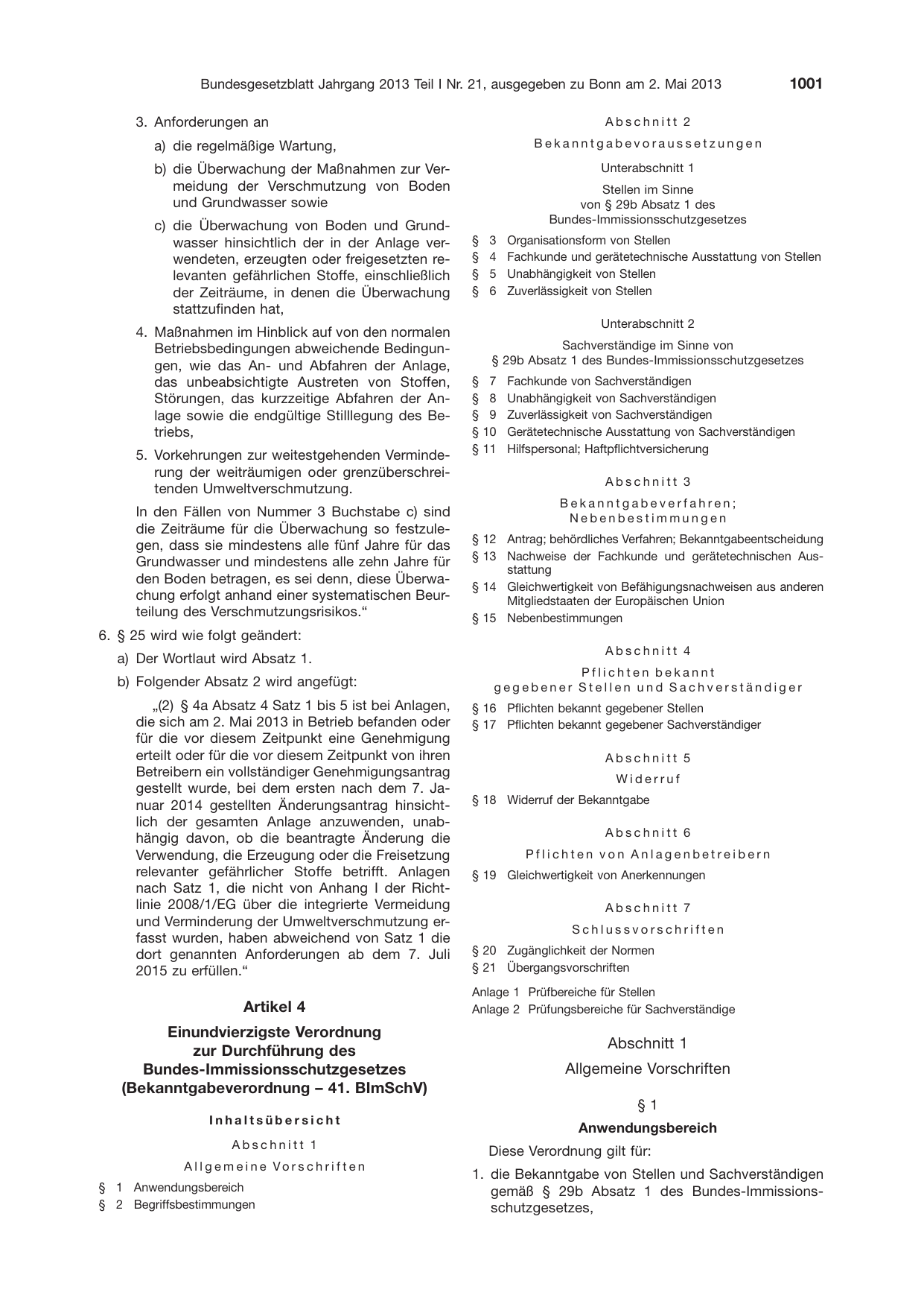BGBl. 2013, Seite 1001 — Originalseite als Abbildung