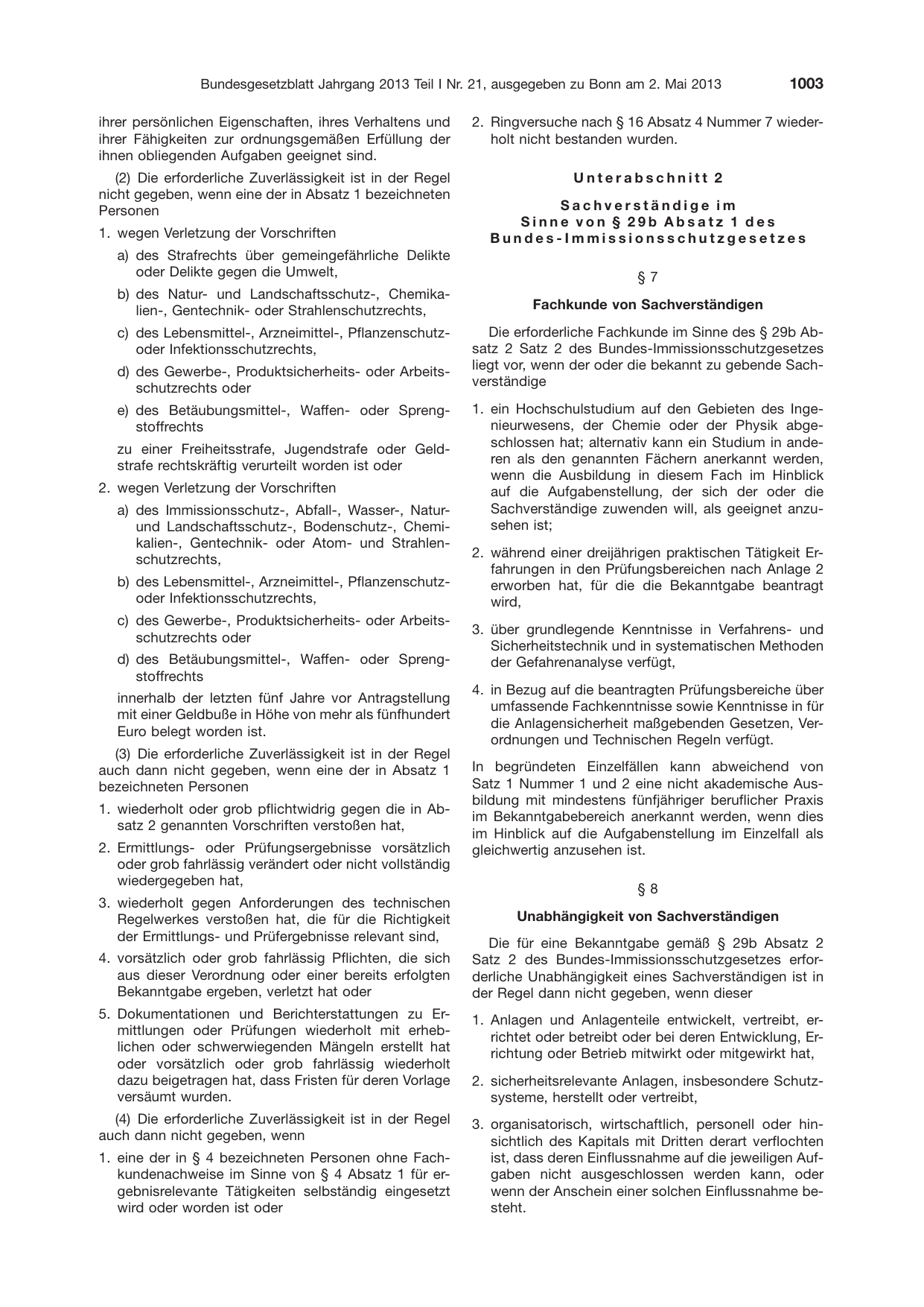 BGBl. 2013, Seite 1003 — Originalseite als Abbildung