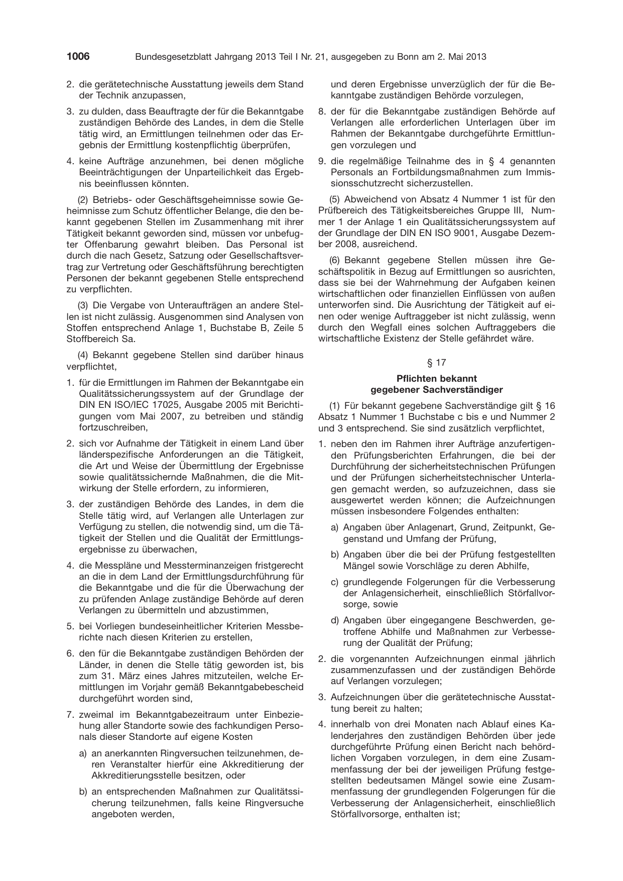 BGBl. 2013, Seite 1006 — Originalseite als Abbildung