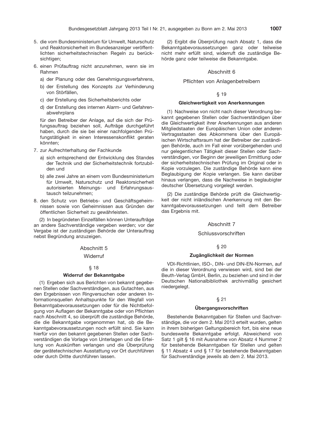BGBl. 2013, Seite 1007 — Originalseite als Abbildung