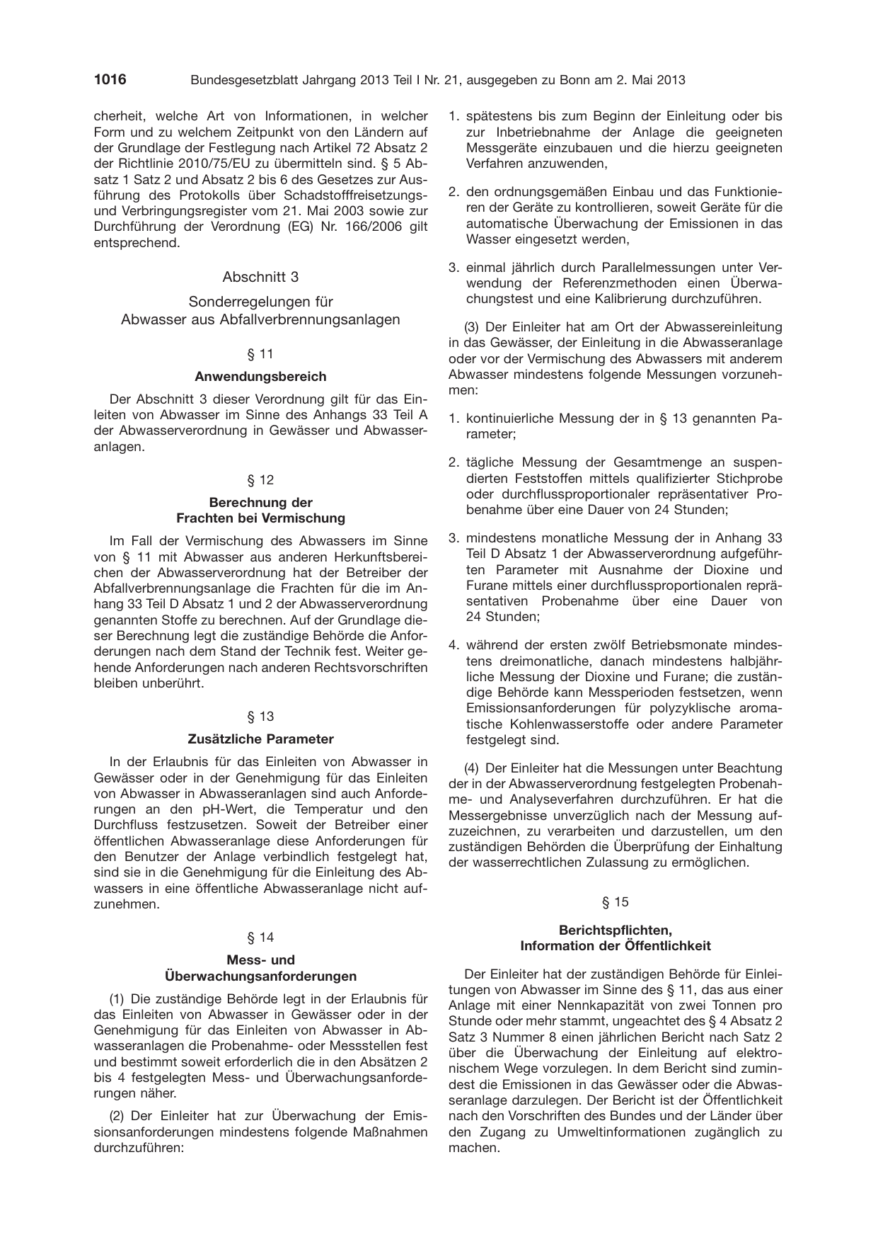 BGBl. 2013, Seite 1016 — Originalseite als Abbildung