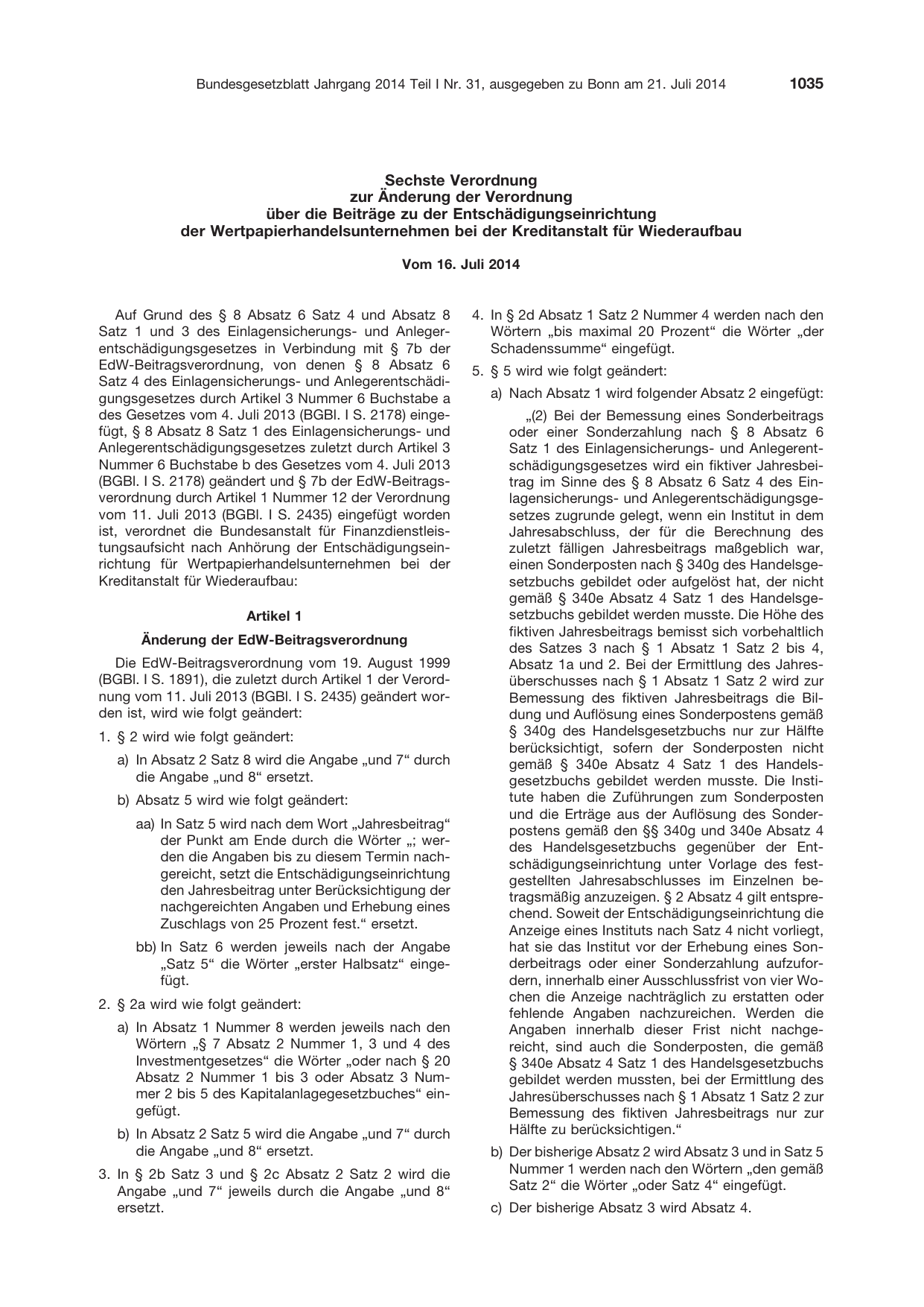 BGBl. 2014, Seite 1035 — Originalseite als Abbildung