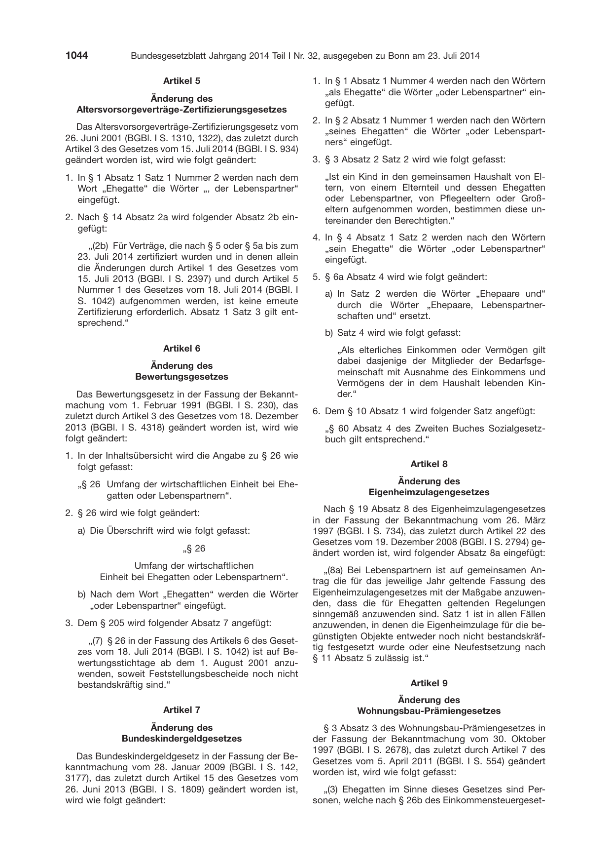BGBl. 2014, Seite 1044 — Originalseite als Abbildung
