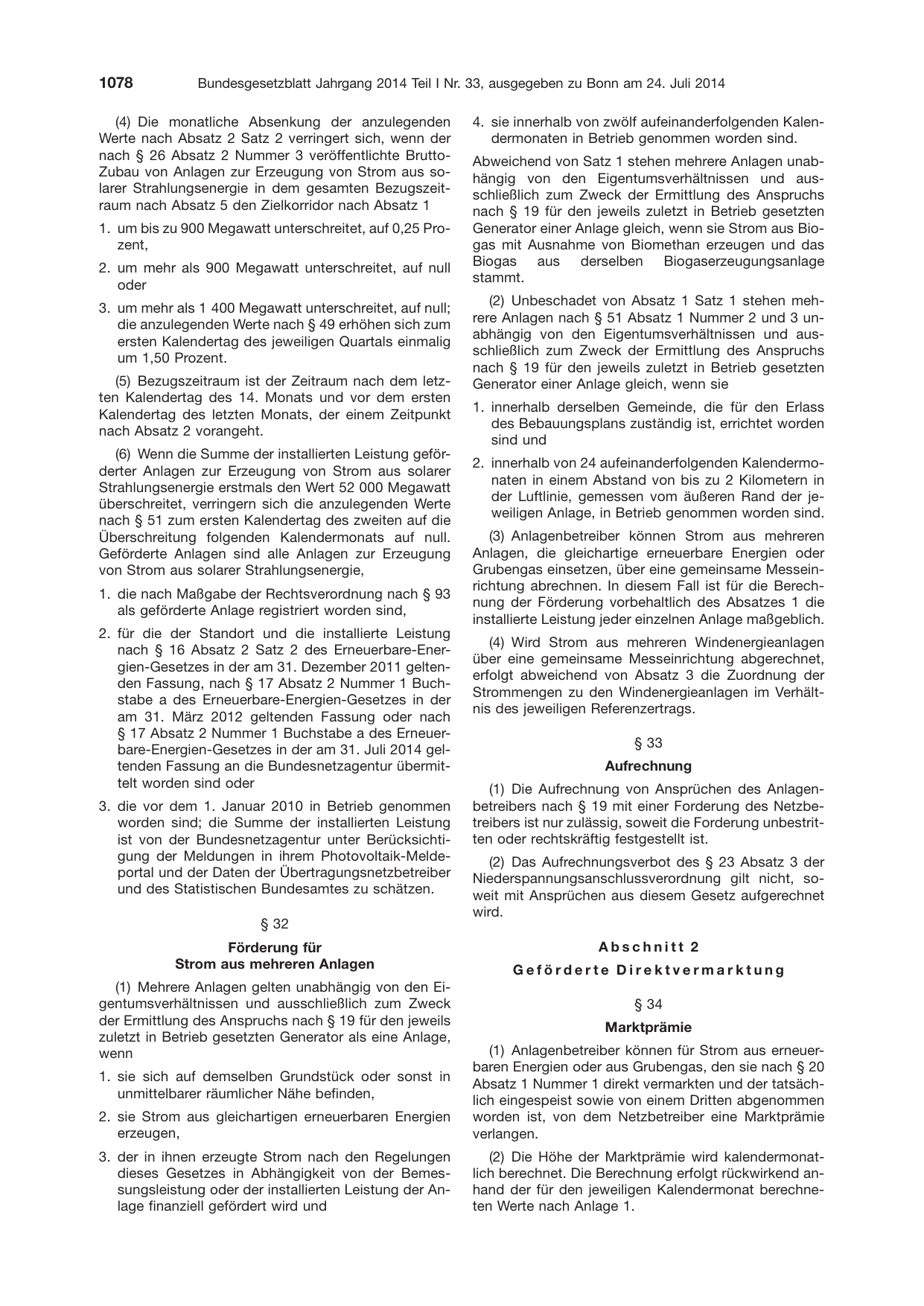 BGBl. 2014, Seite 1078 — Originalseite als Abbildung