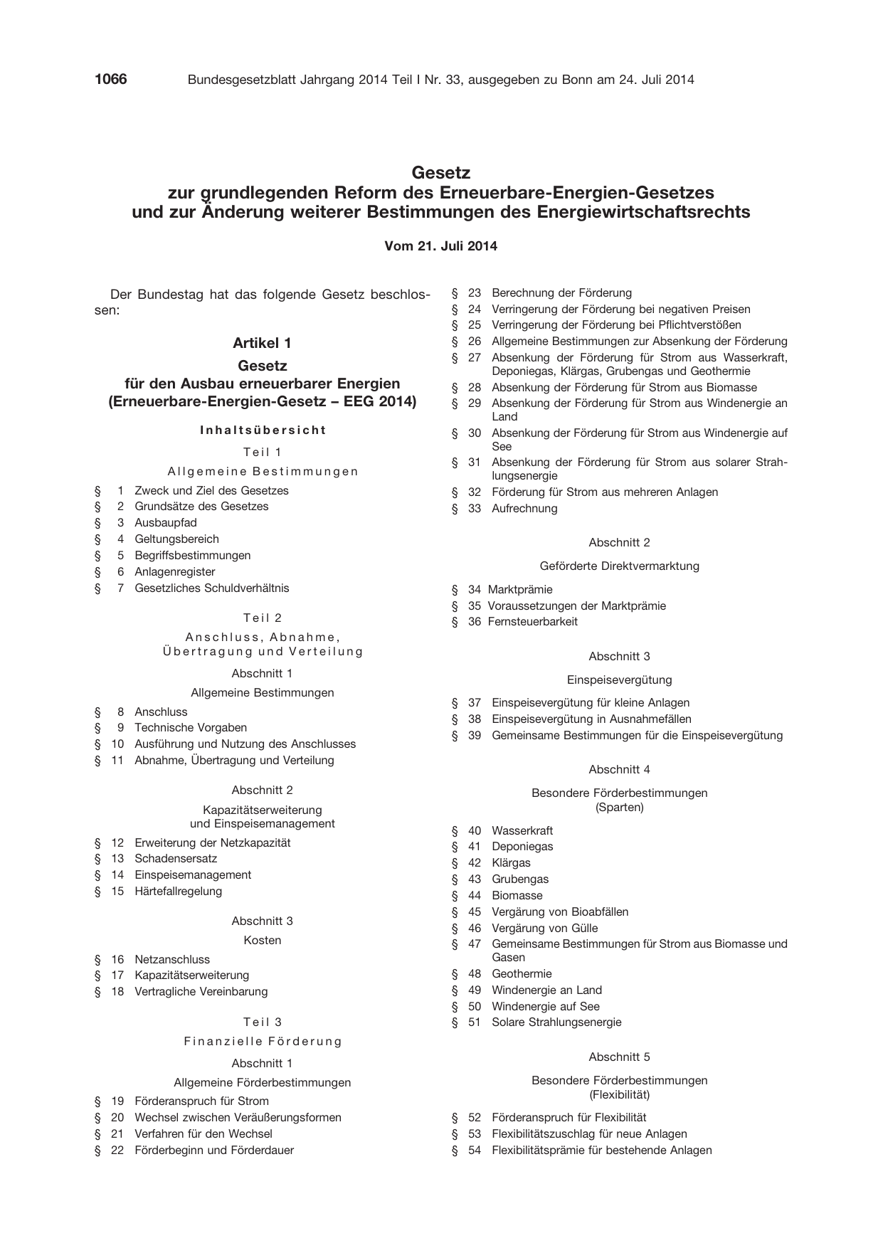 BGBl. 2014, Seite 1066 — Originalseite als Abbildung