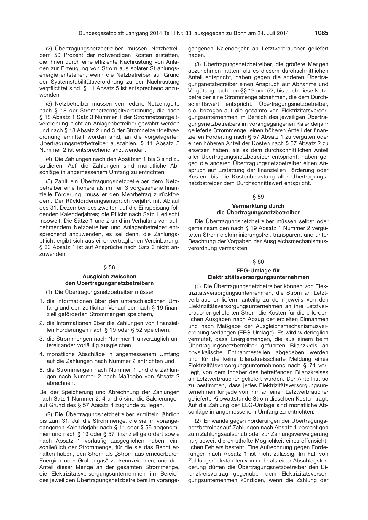 BGBl. 2014, Seite 1085 — Originalseite als Abbildung