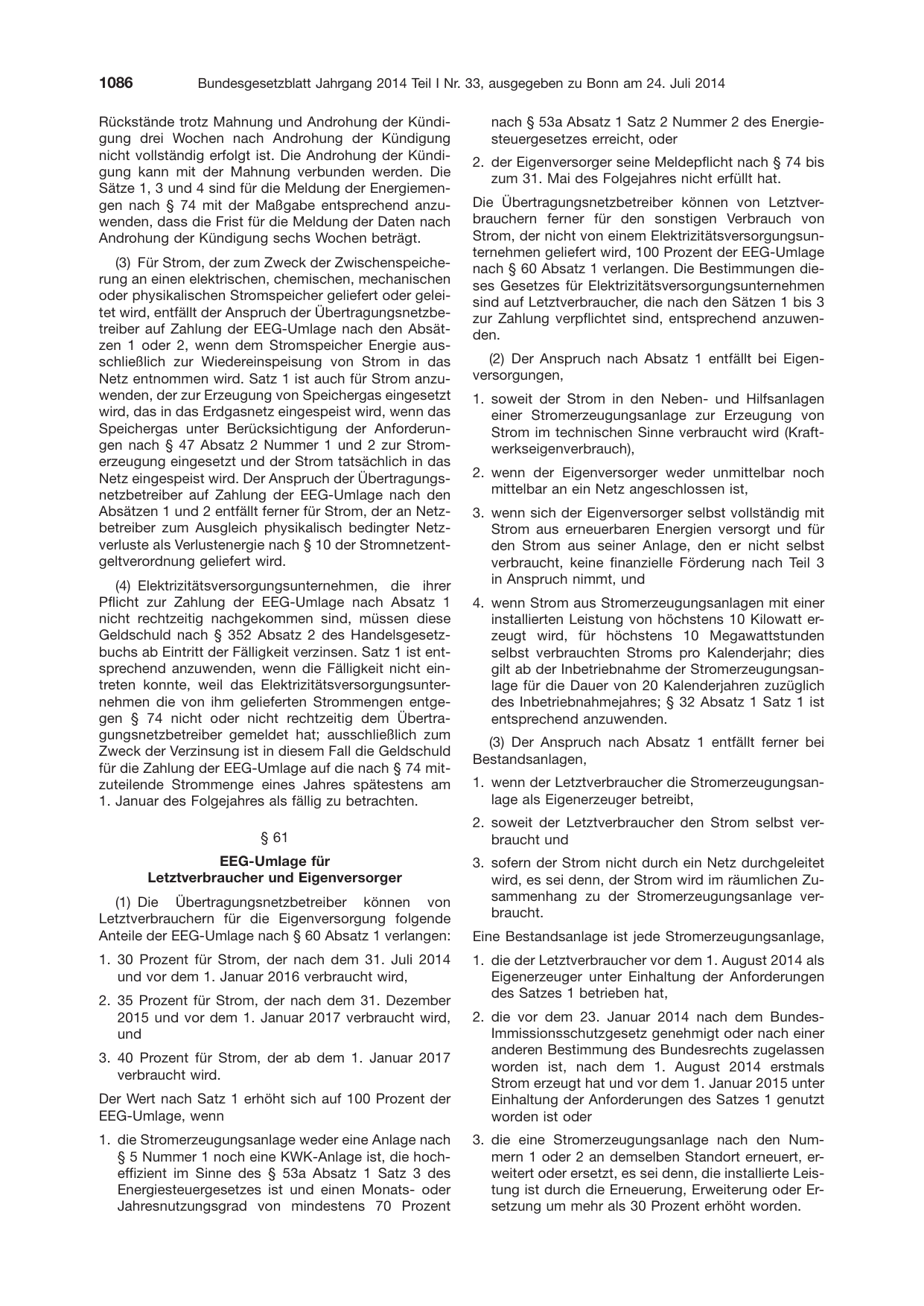 BGBl. 2014, Seite 1086 — Originalseite als Abbildung