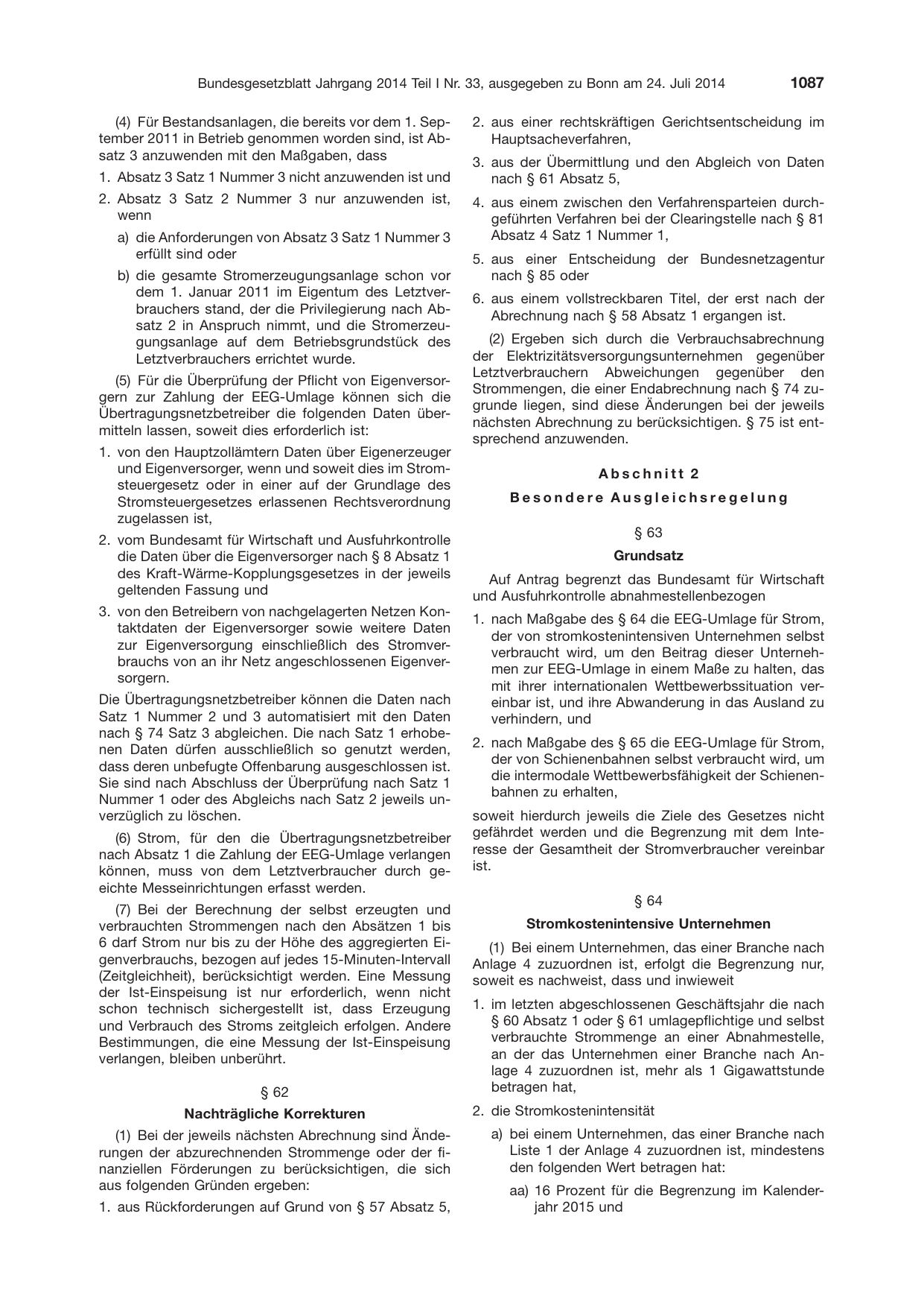 BGBl. 2014, Seite 1087 — Originalseite als Abbildung