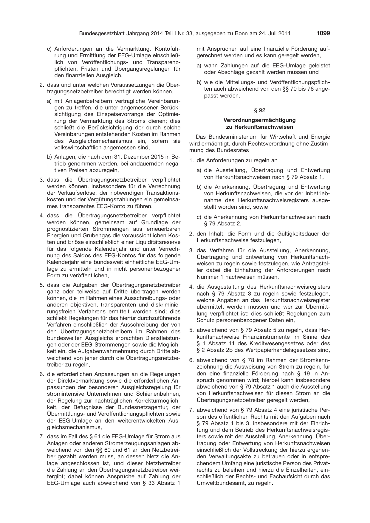 BGBl. 2014, Seite 1099 — Originalseite als Abbildung