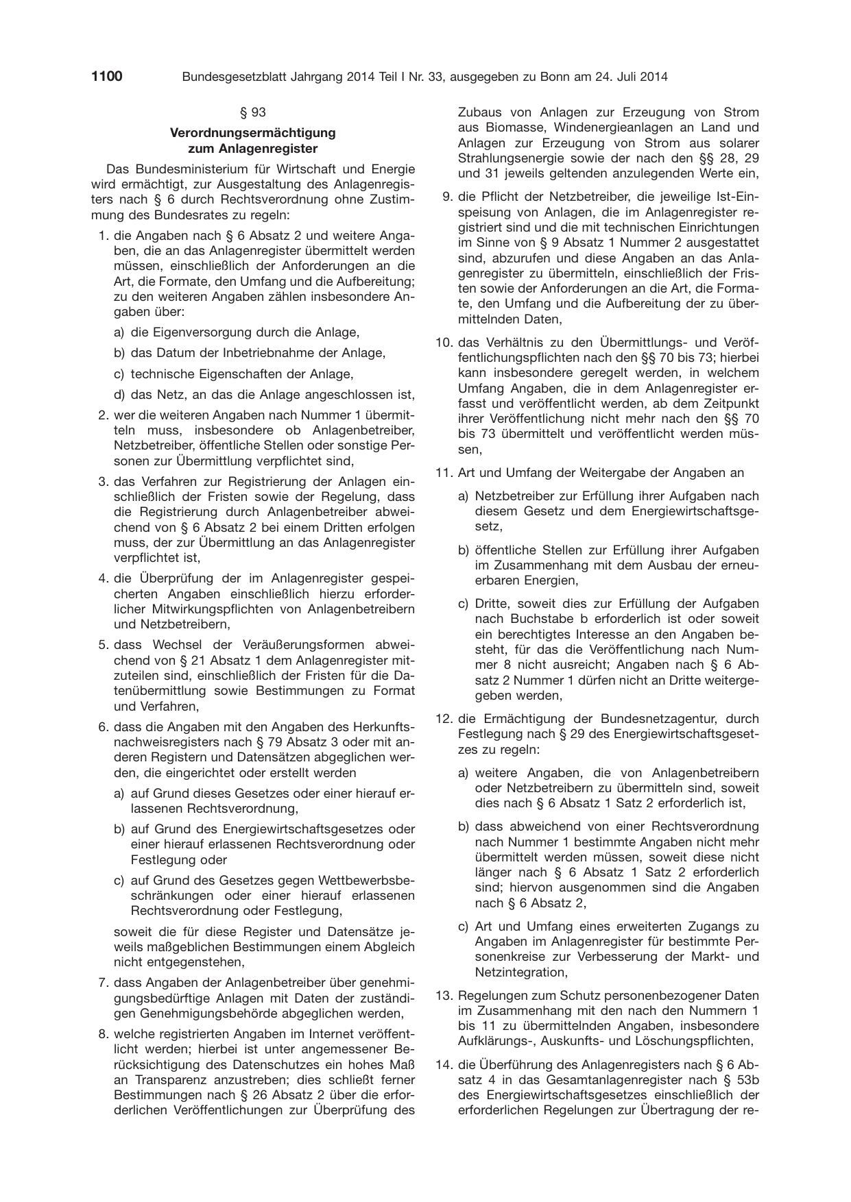 BGBl. 2014, Seite 1100 — Originalseite als Abbildung