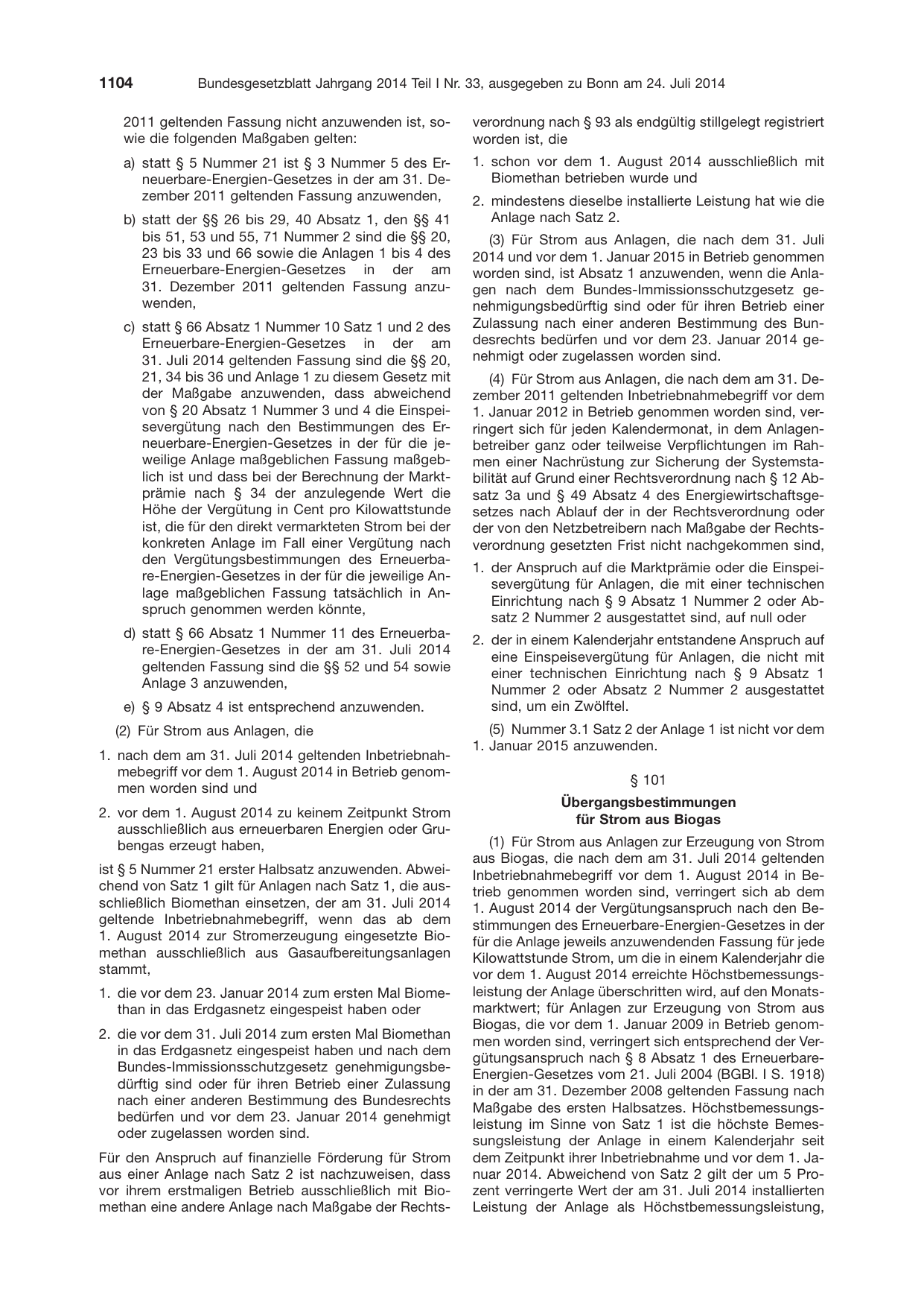 BGBl. 2014, Seite 1104 — Originalseite als Abbildung