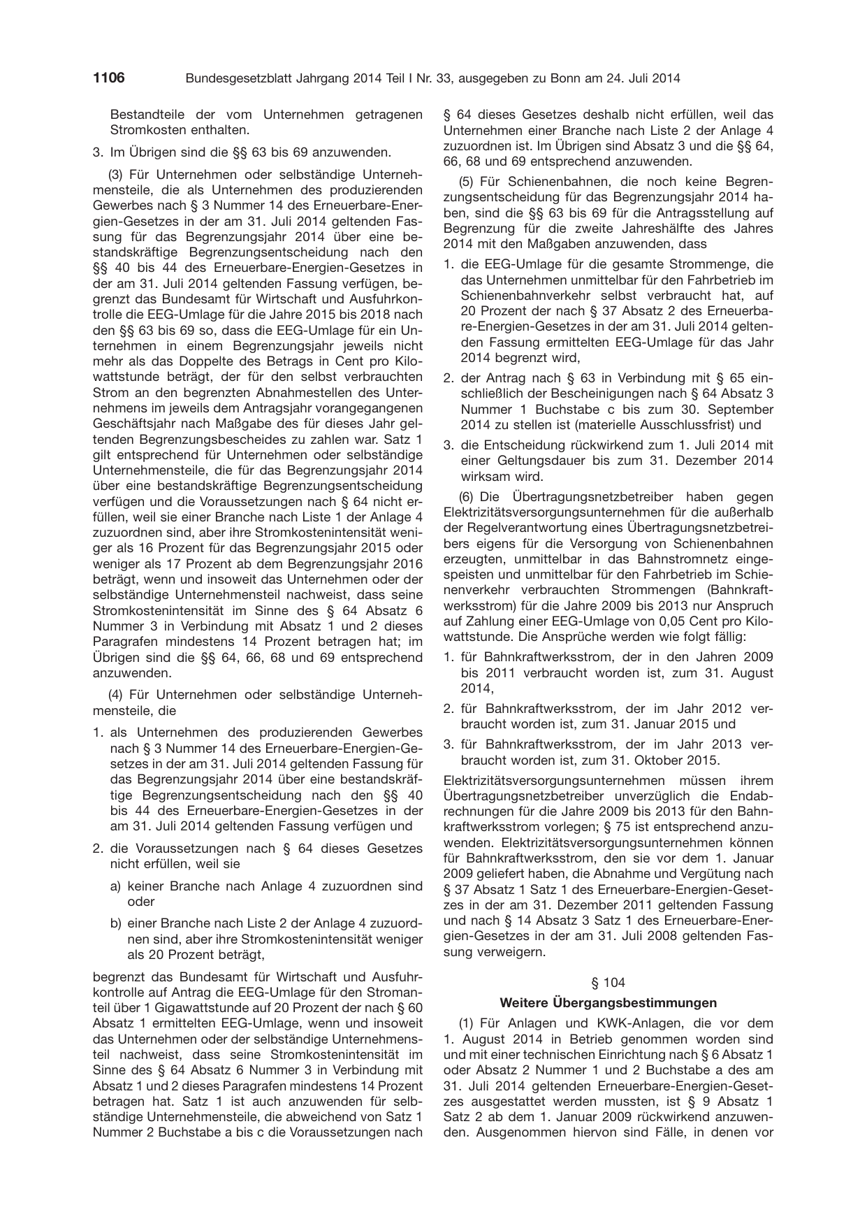BGBl. 2014, Seite 1106 — Originalseite als Abbildung