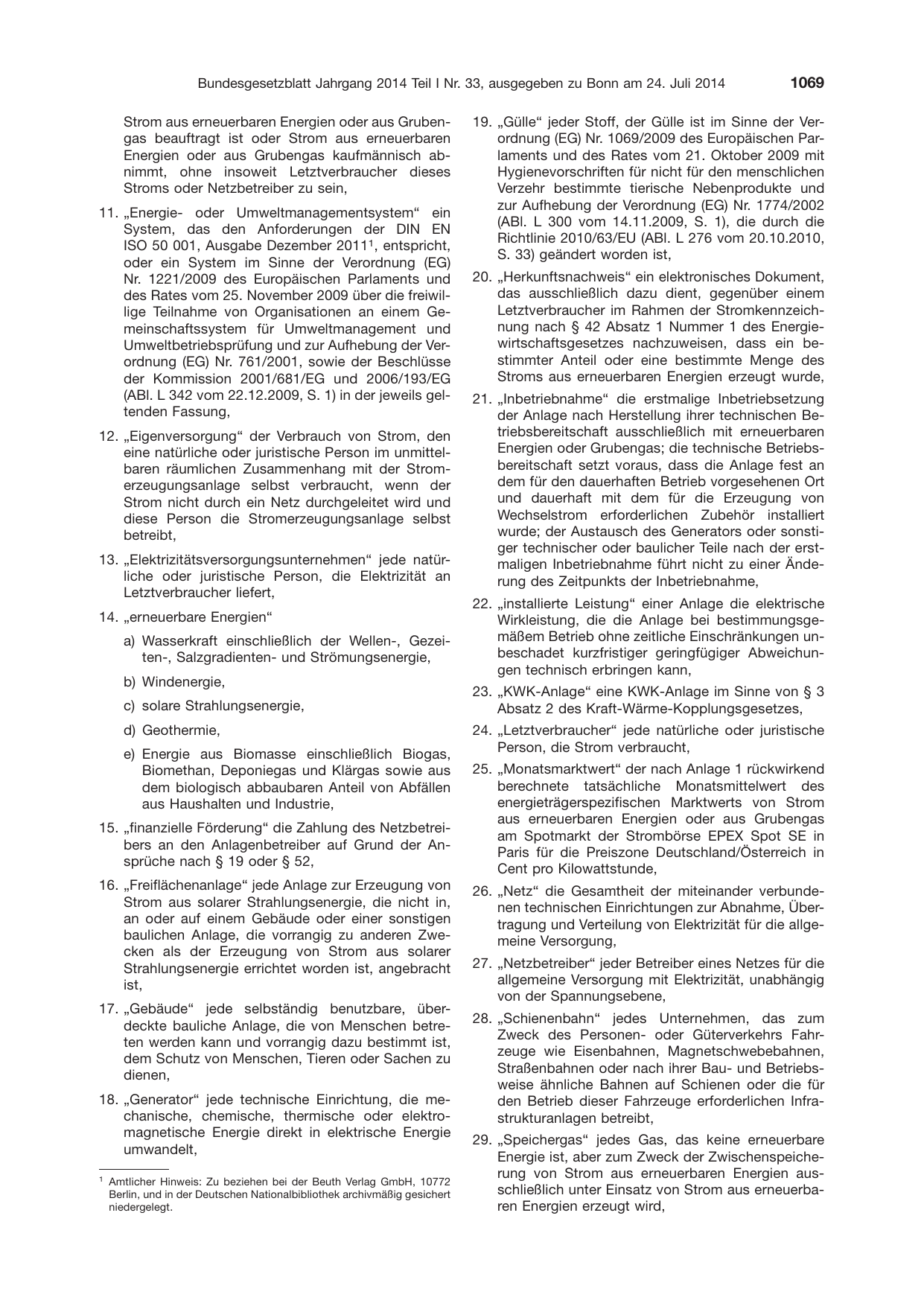 BGBl. 2014, Seite 1069 — Originalseite als Abbildung