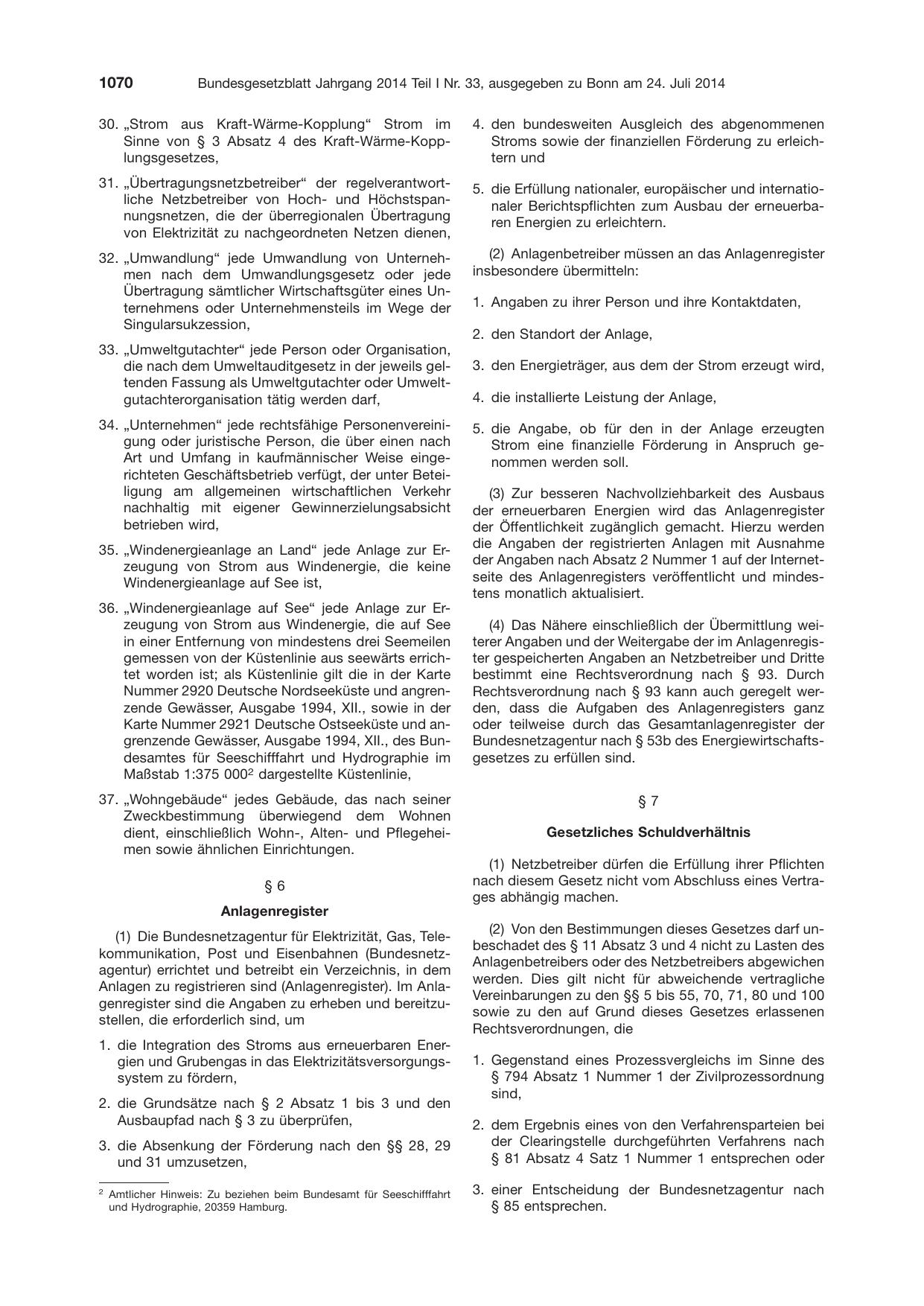 BGBl. 2014, Seite 1070 — Originalseite als Abbildung