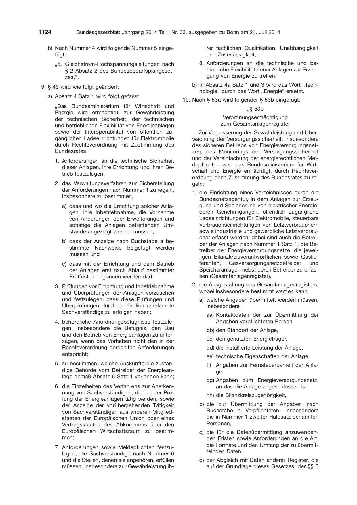 BGBl. 2014, Seite 1124 — Originalseite als Abbildung