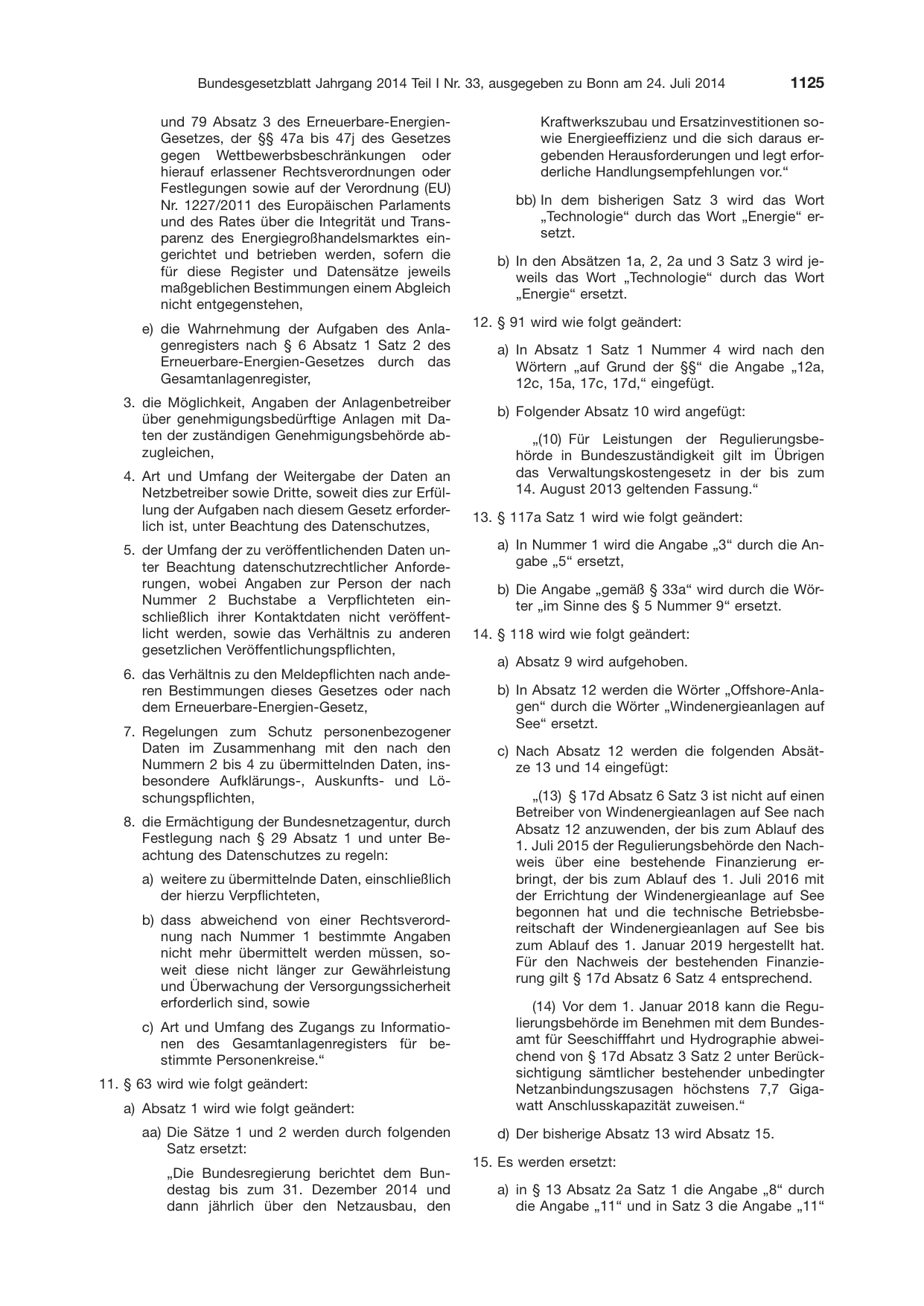 BGBl. 2014, Seite 1125 — Originalseite als Abbildung