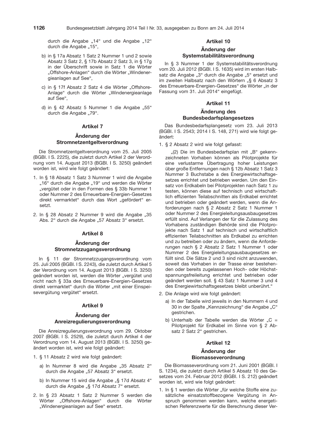 BGBl. 2014, Seite 1126 — Originalseite als Abbildung