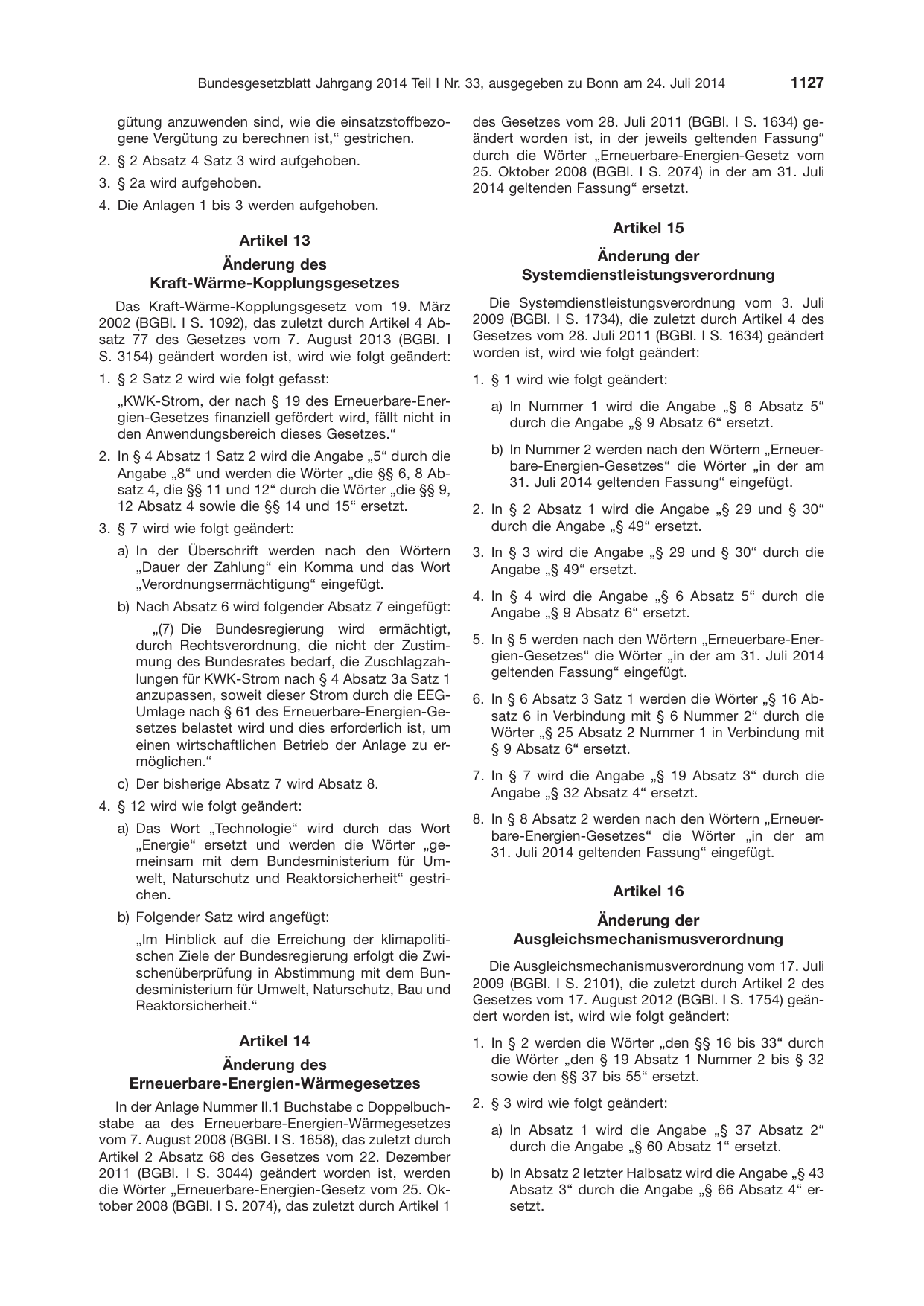 BGBl. 2014, Seite 1127 — Originalseite als Abbildung