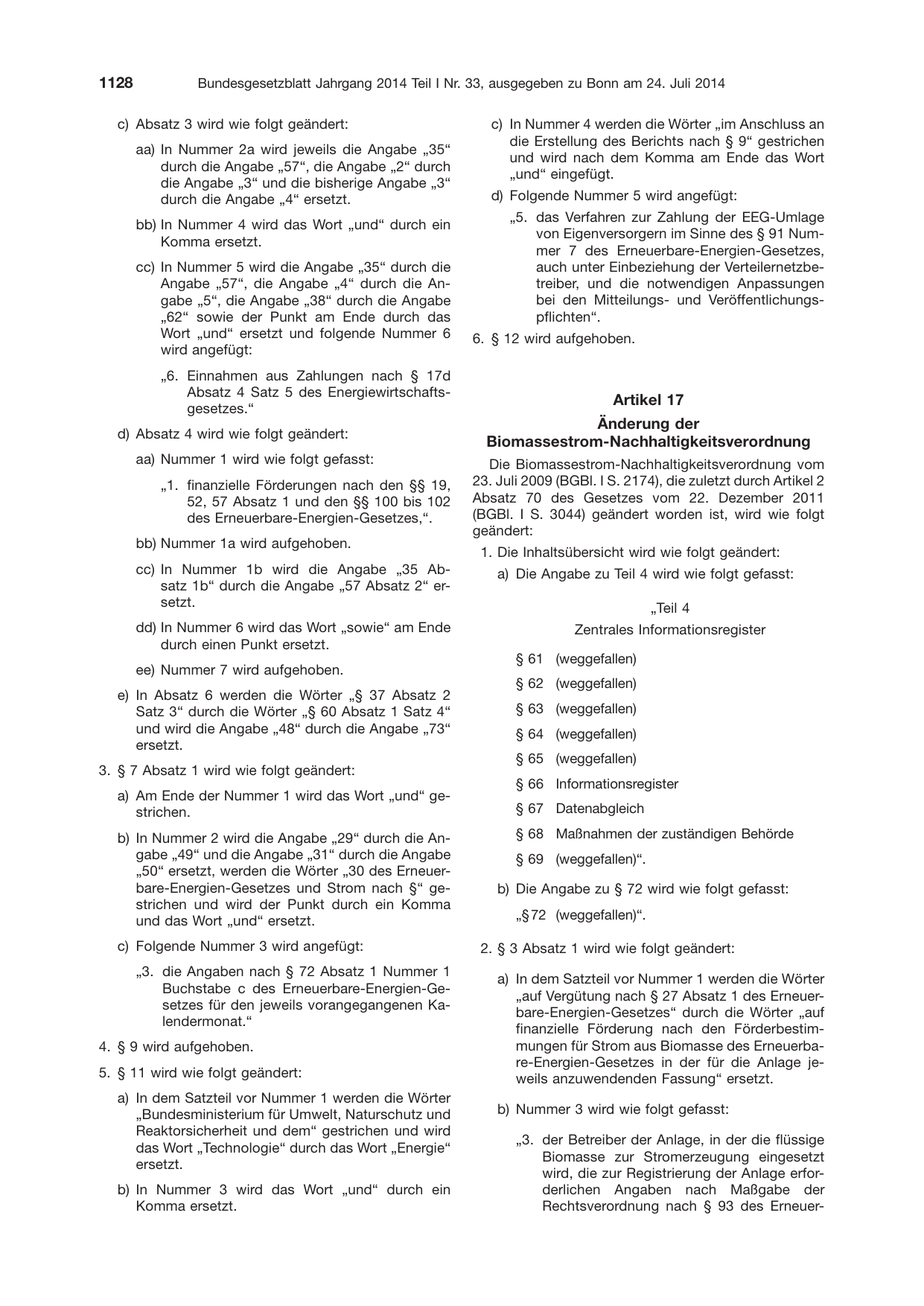 BGBl. 2014, Seite 1128 — Originalseite als Abbildung
