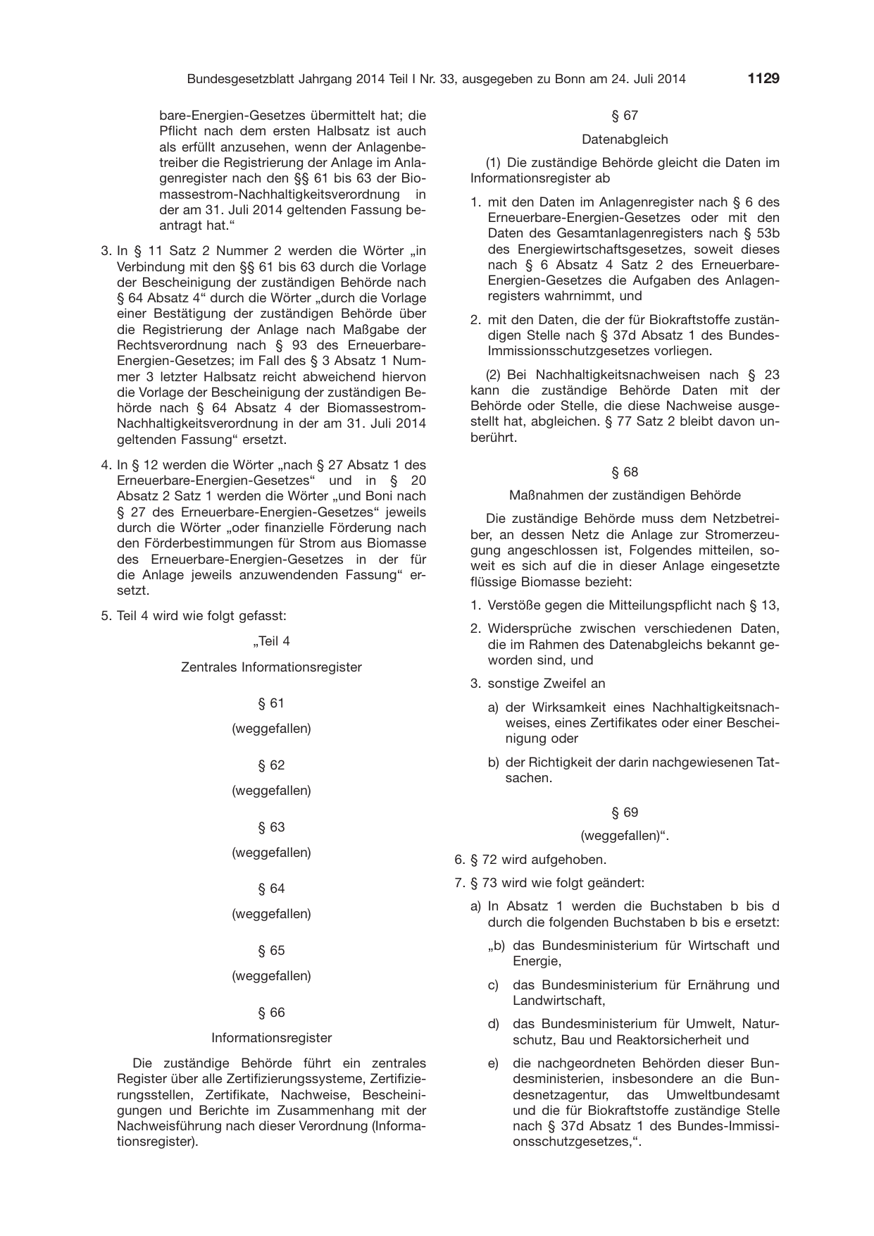 BGBl. 2014, Seite 1129 — Originalseite als Abbildung
