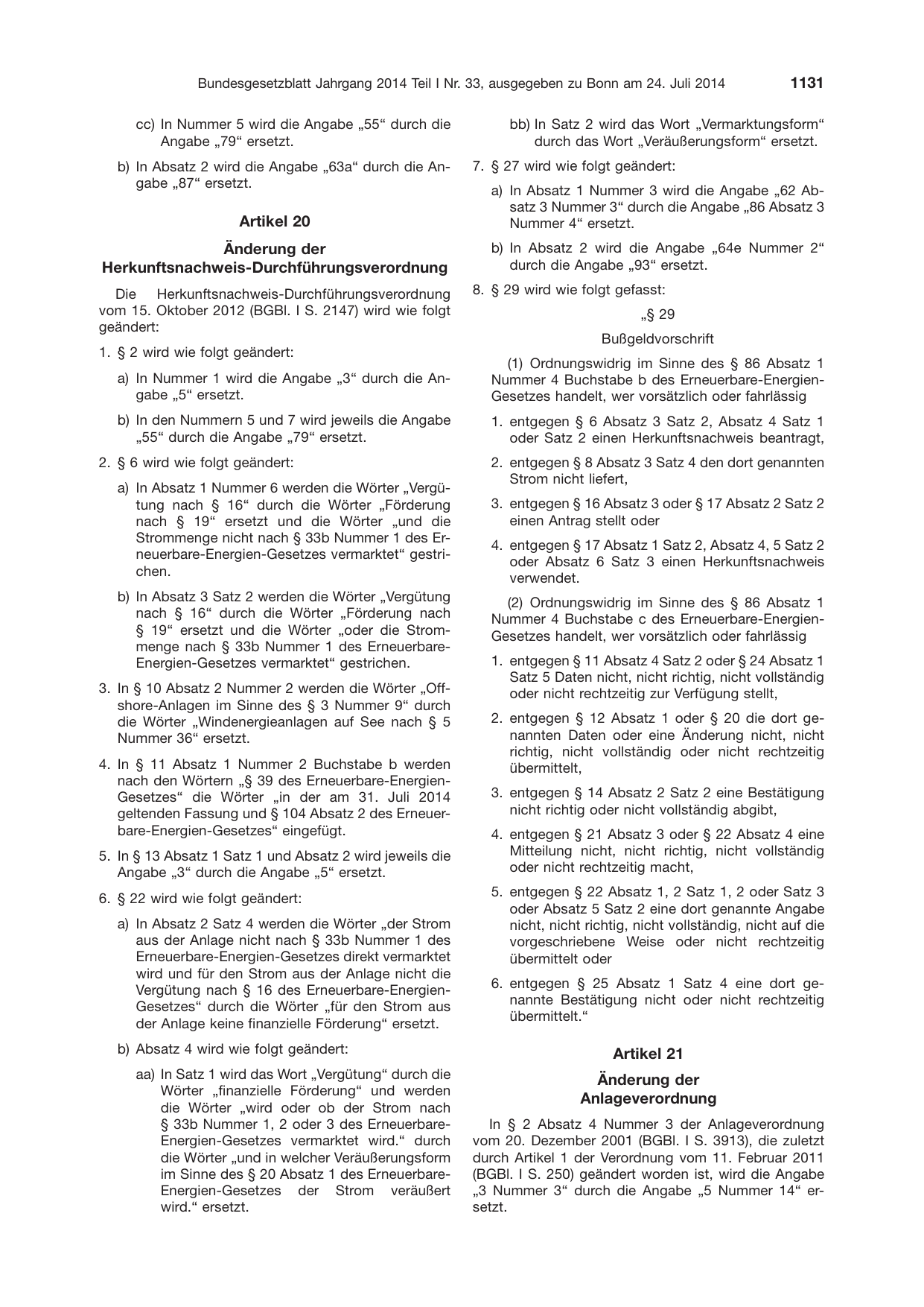 BGBl. 2014, Seite 1131 — Originalseite als Abbildung