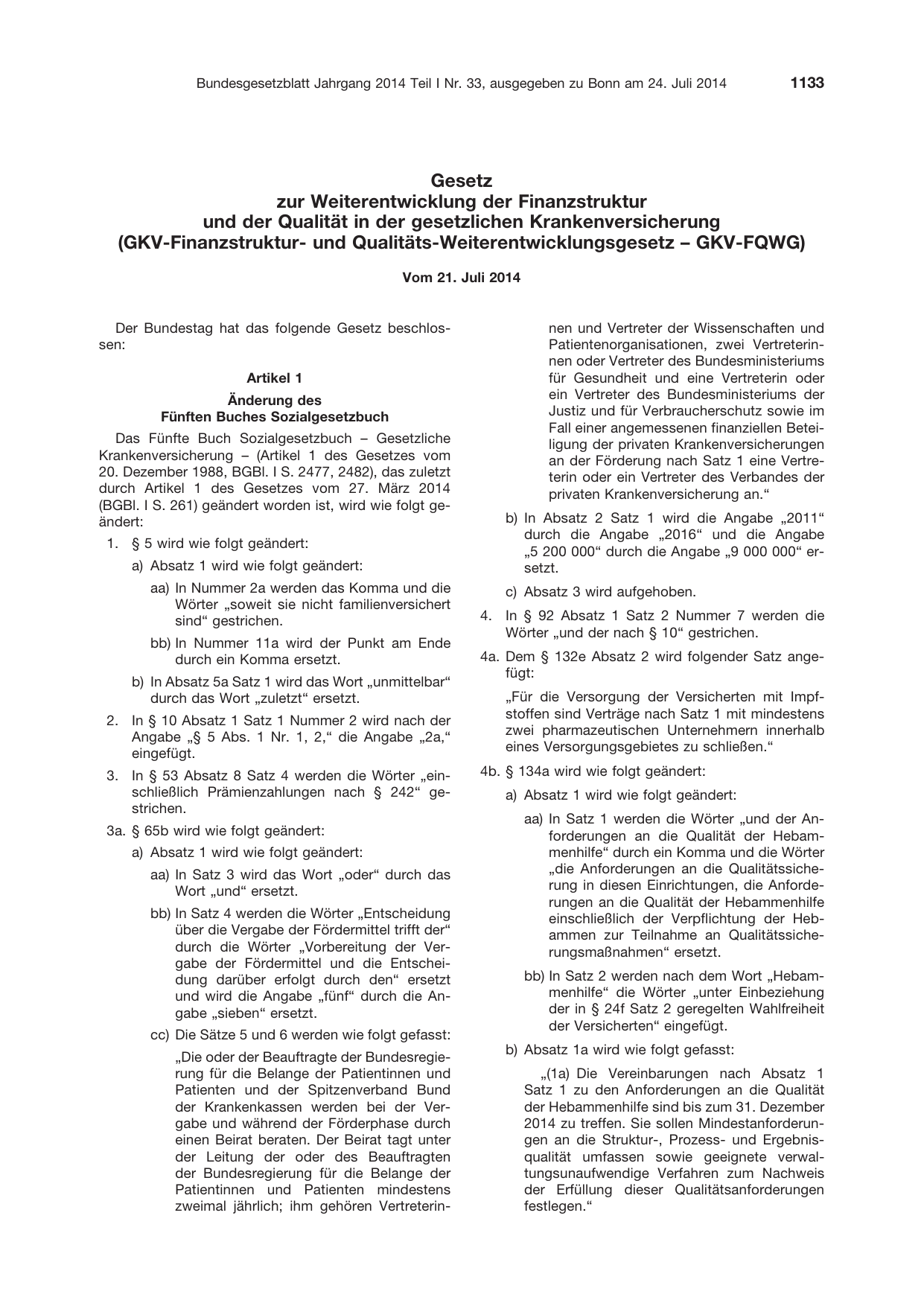 BGBl. 2014, Seite 1133 — Originalseite als Abbildung