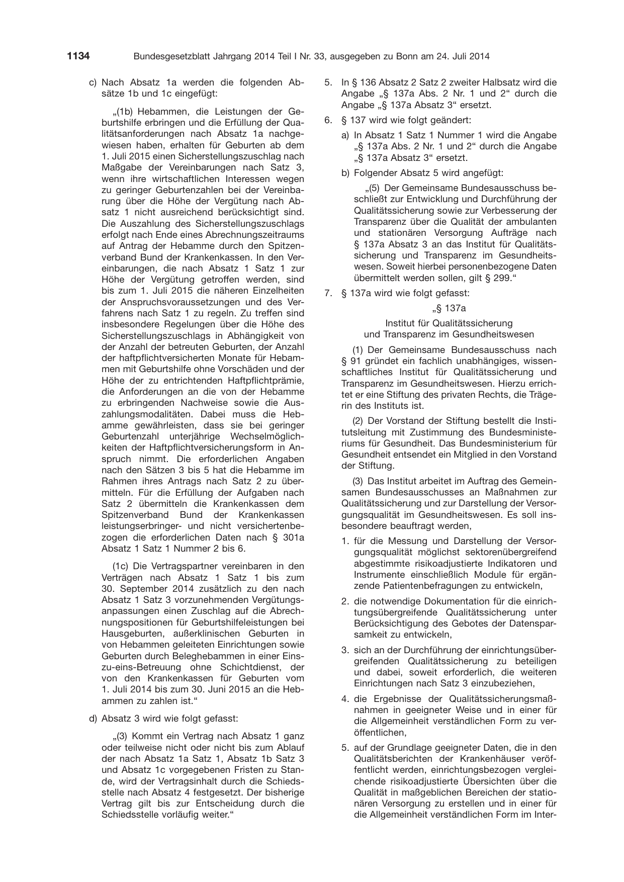 BGBl. 2014, Seite 1134 — Originalseite als Abbildung