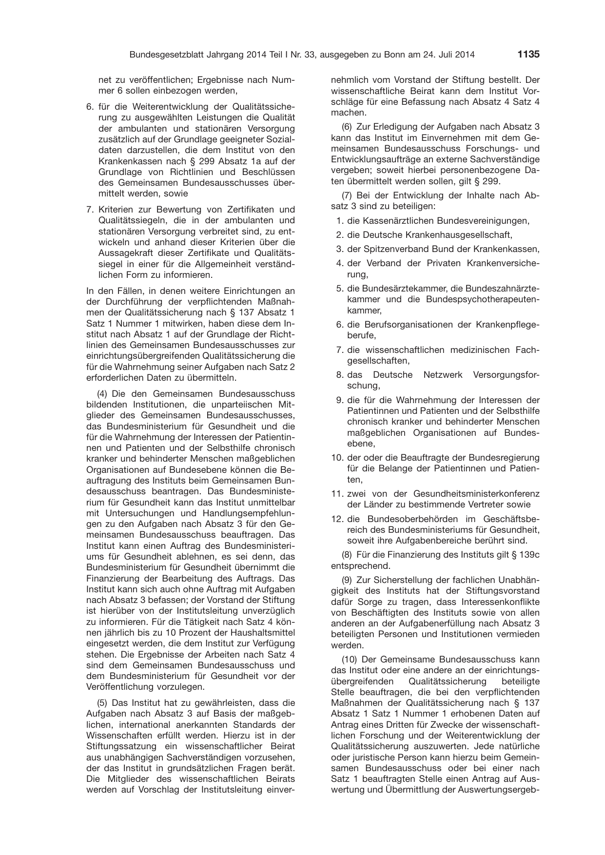BGBl. 2014, Seite 1135 — Originalseite als Abbildung