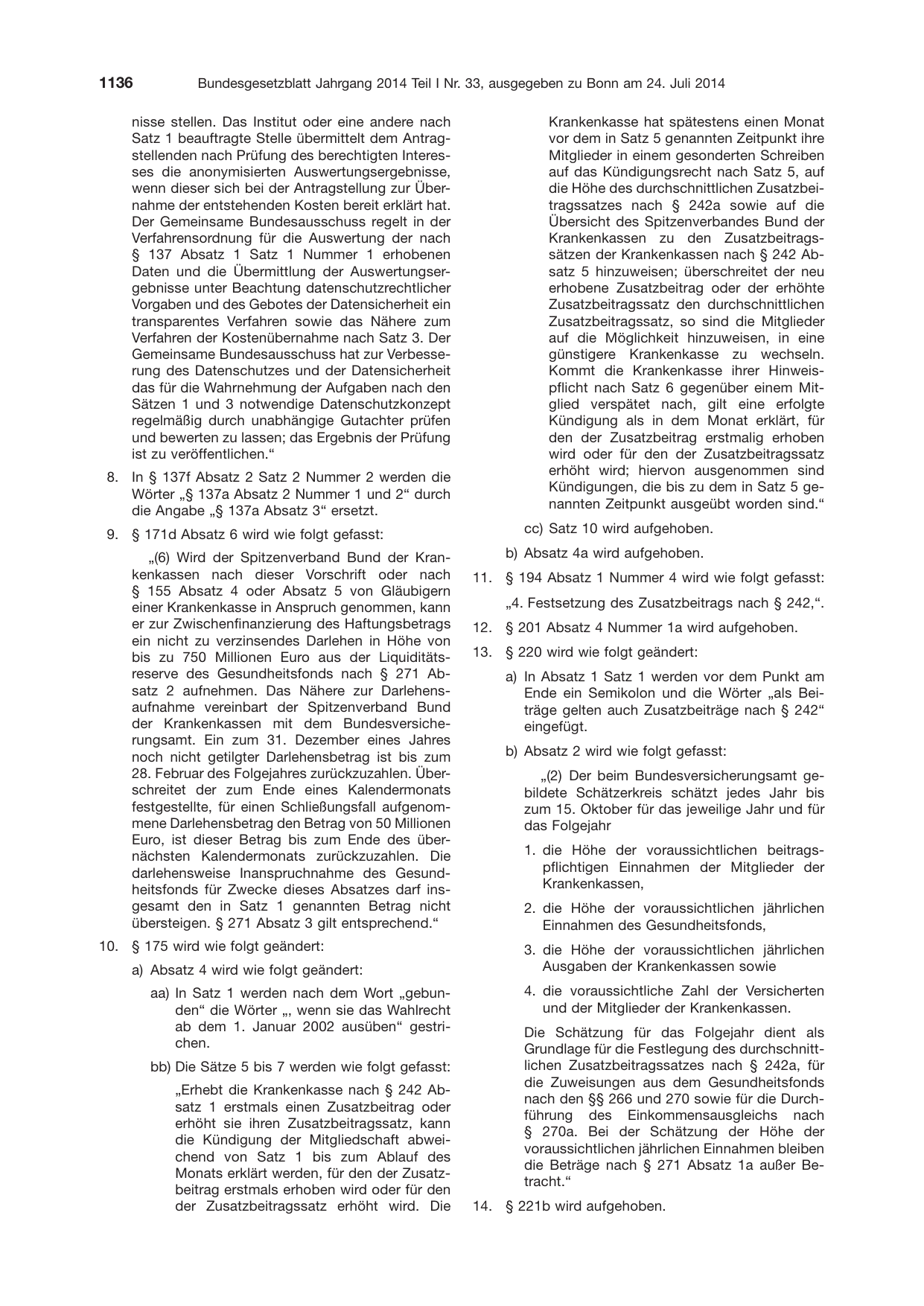 BGBl. 2014, Seite 1136 — Originalseite als Abbildung