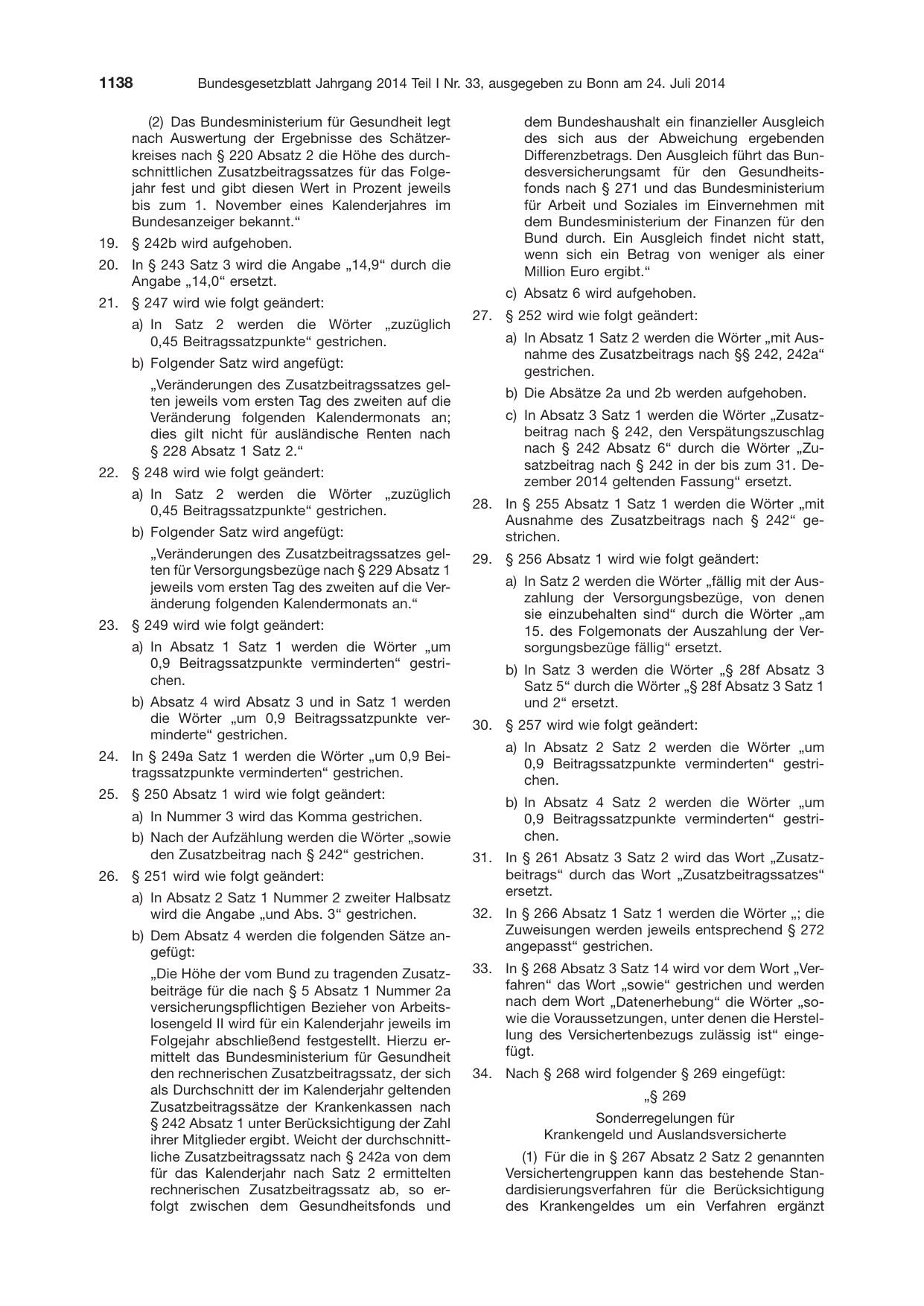 BGBl. 2014, Seite 1138 — Originalseite als Abbildung