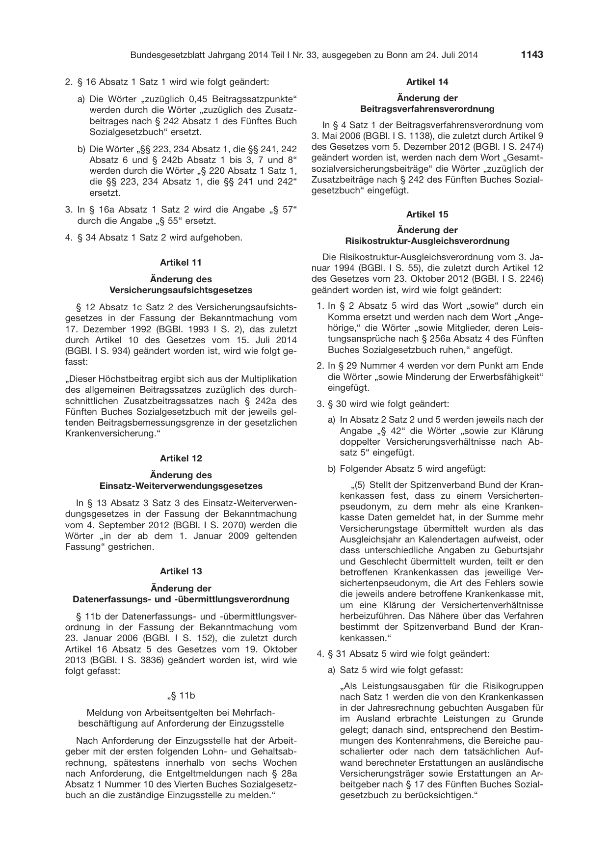 BGBl. 2014, Seite 1143 — Originalseite als Abbildung