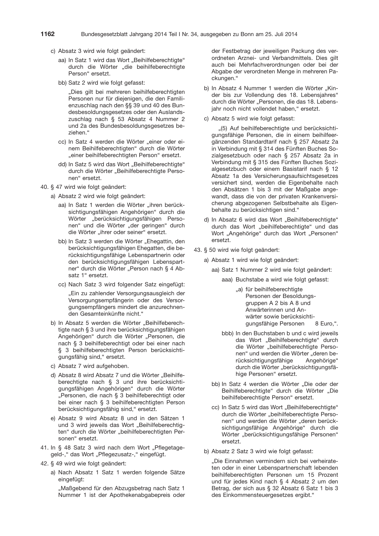 BGBl. 2014, Seite 1162 — Originalseite als Abbildung