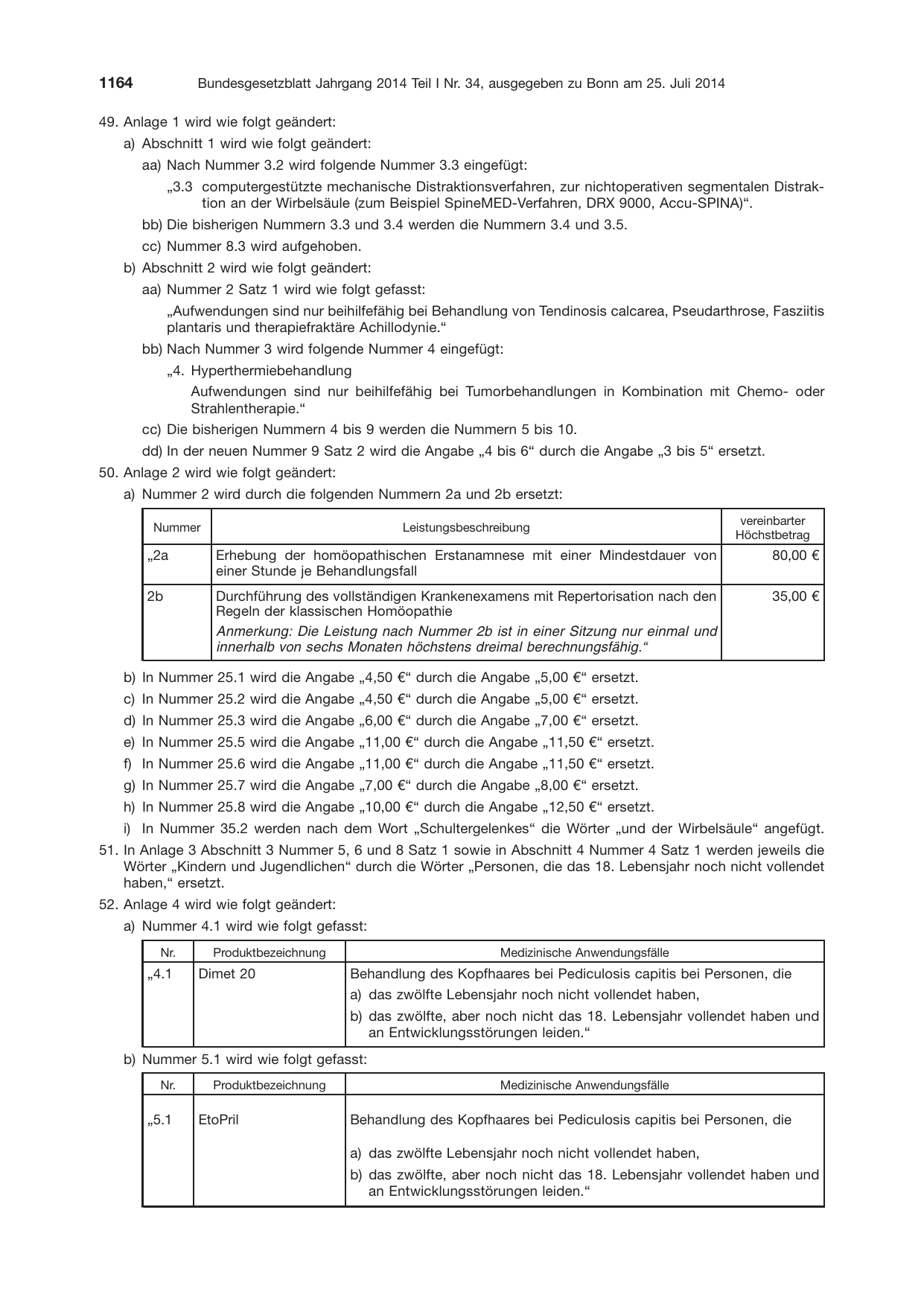 BGBl. 2014, Seite 1164 — Originalseite als Abbildung