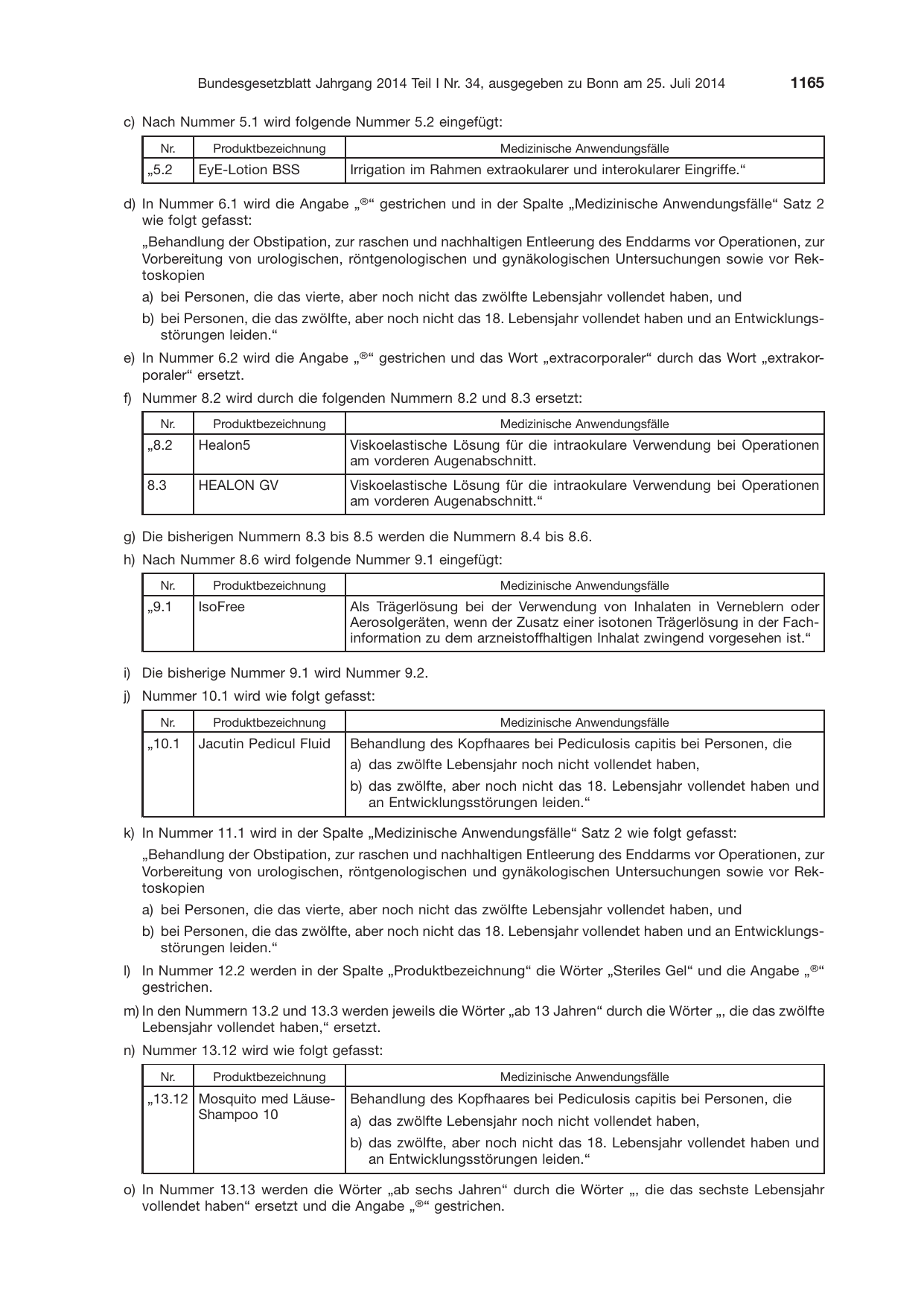 BGBl. 2014, Seite 1165 — Originalseite als Abbildung