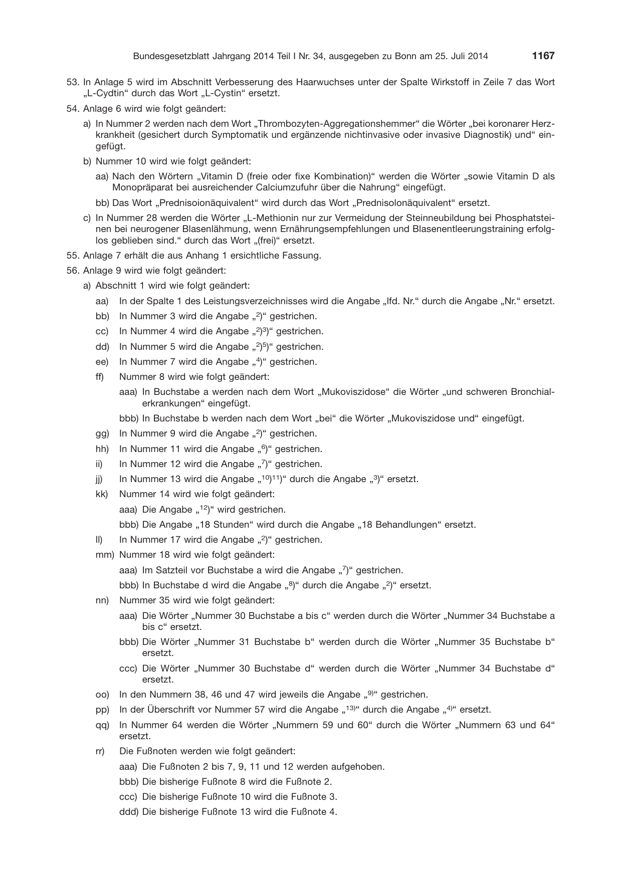 BGBl. 2014, Seite 1167 — Originalseite als Abbildung
