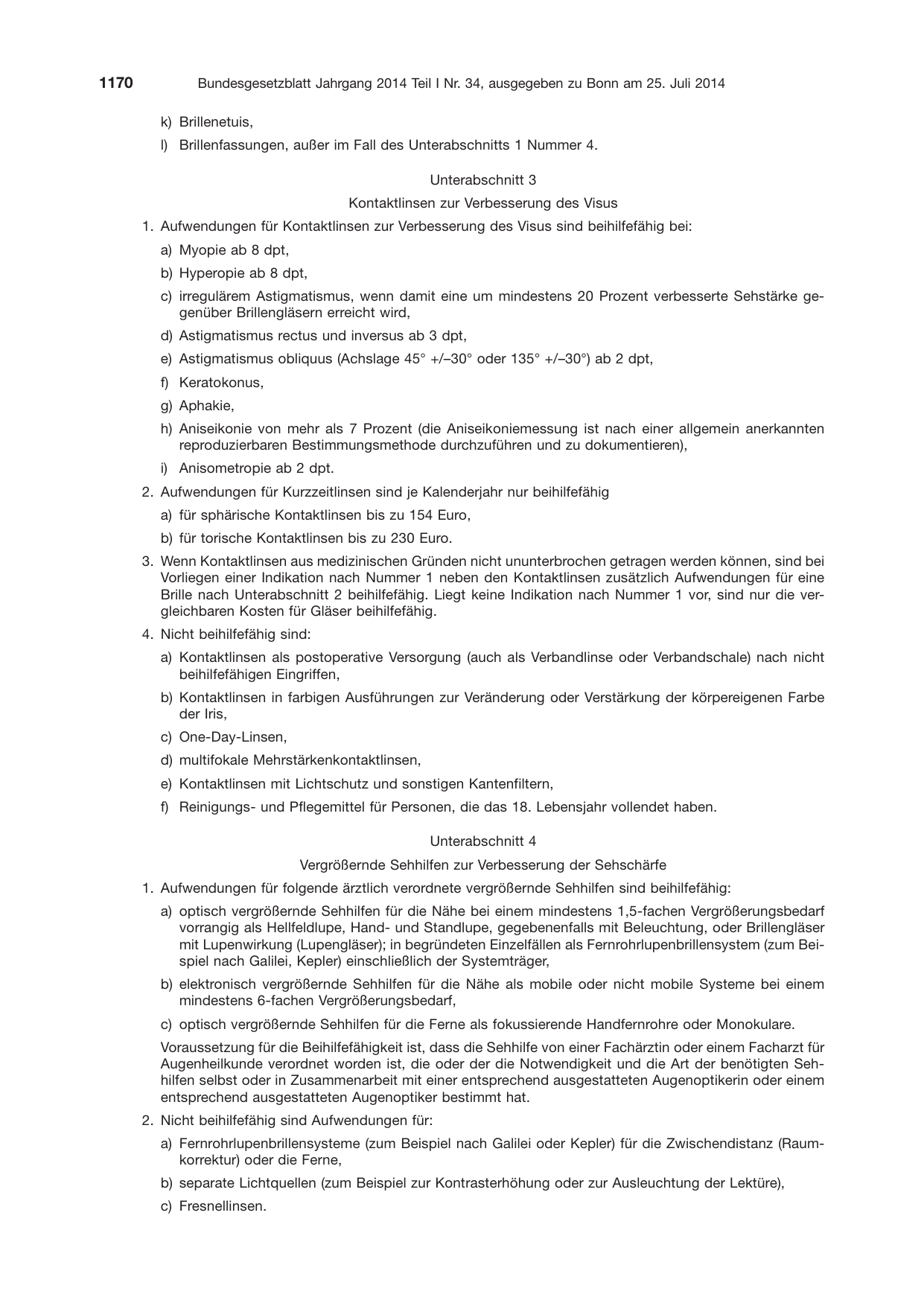 BGBl. 2014, Seite 1170 — Originalseite als Abbildung