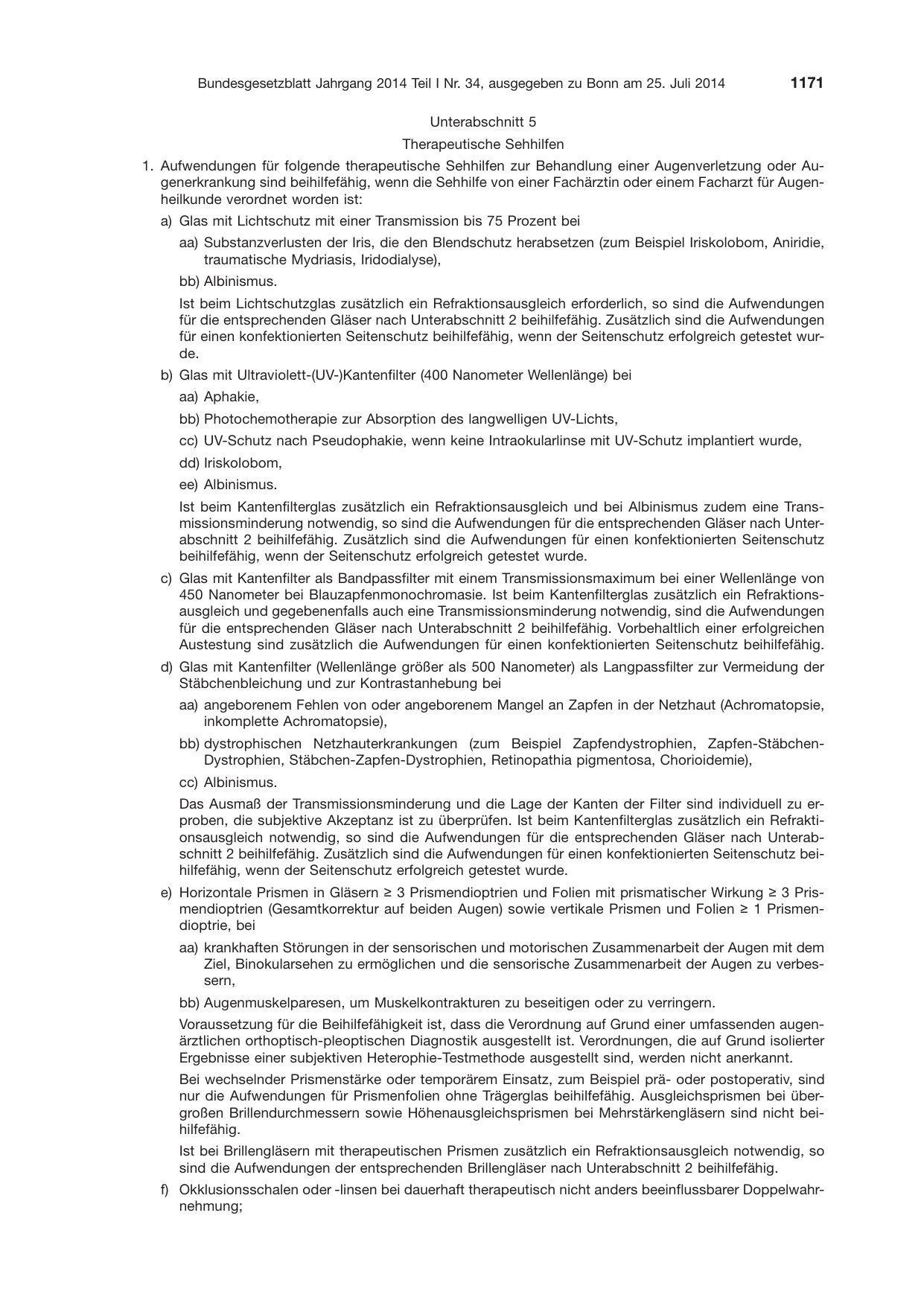 BGBl. 2014, Seite 1171 — Originalseite als Abbildung