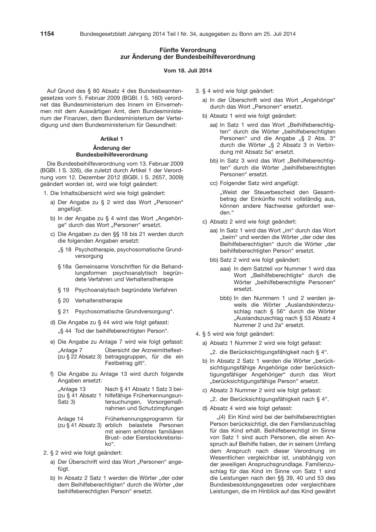 BGBl. 2014, Seite 1154 — Originalseite als Abbildung